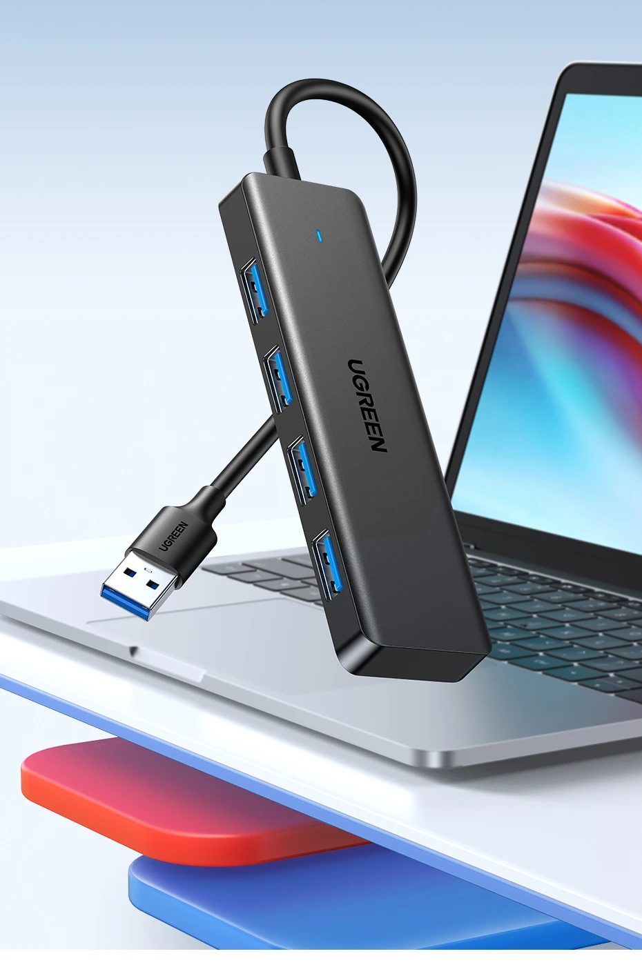 UGREEN USB 3.0 HUB 4 Ports USB-C HUB Slim for Mouse Keyboard Compatible with MacBook Pro Air Laptop Desktop PC Xbox PS5 Splitter