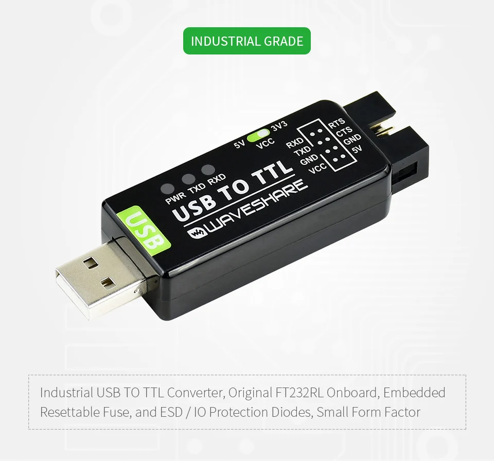 Industrial USB To TTL Converter Original FT232RL/CH343G Multi Protection & Systems Support Stable Transmission LED Indicators