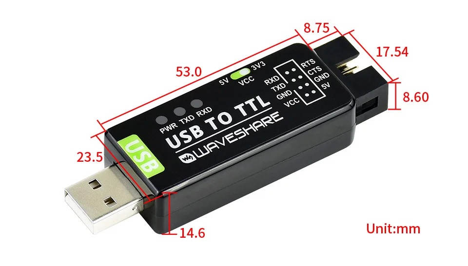 Industrial USB To TTL Converter Original FT232RL/CH343G Multi Protection & Systems Support Stable Transmission LED Indicators