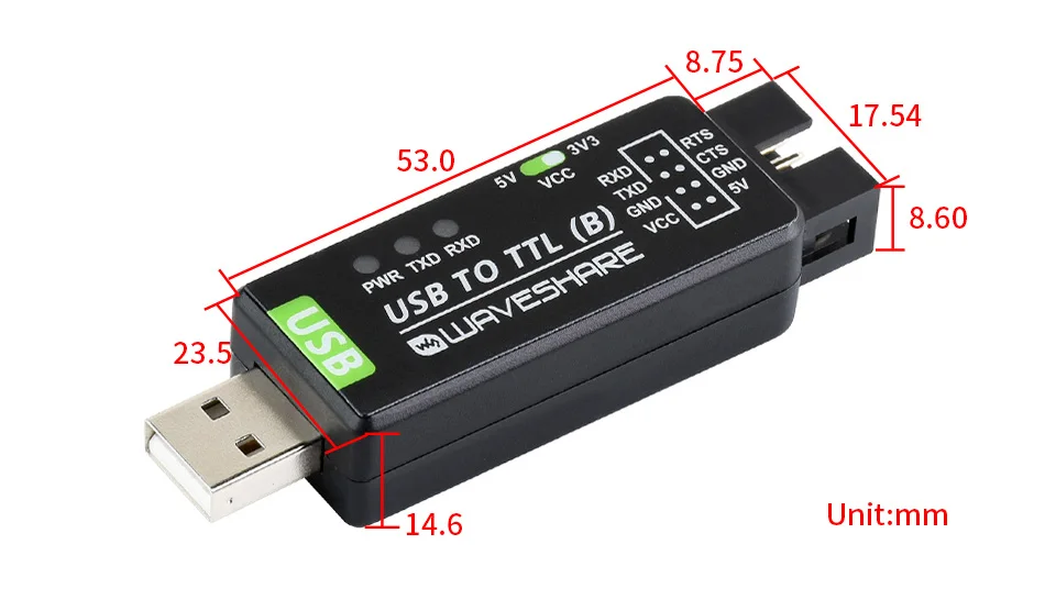 Industrial USB To TTL Converter Original FT232RL/CH343G Multi Protection & Systems Support Stable Transmission LED Indicators