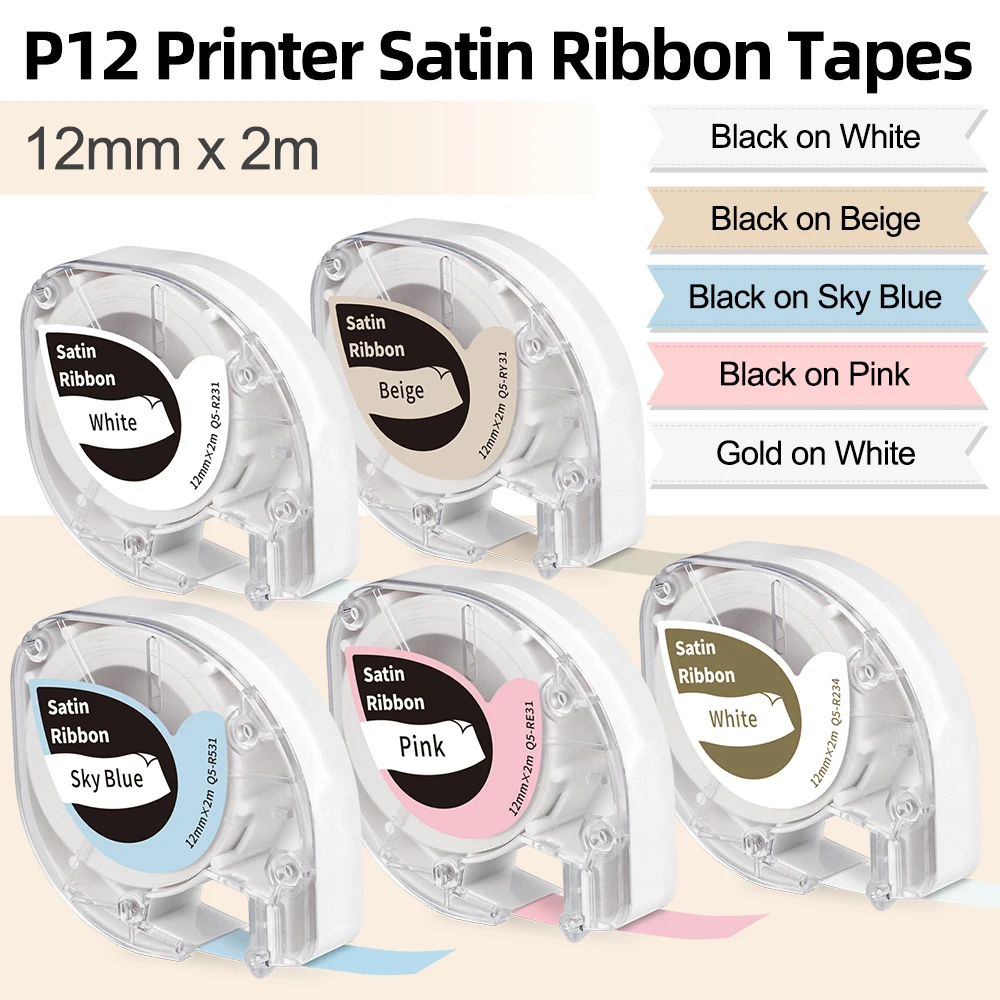 Phomemo P12 P12Pro Label Maker Tape Replacement for DYMO Label Maker Pastic Tape Replace for DYMO Letra Tag 100H LT-100T LT110T
