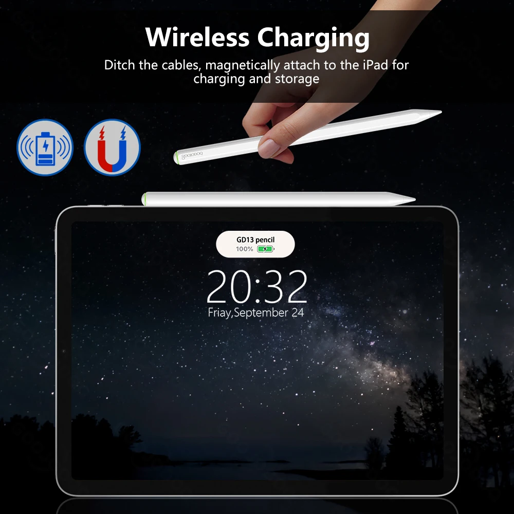 For Apple Pencil 2 1 with Wireless Charging, for iPad Pencil Palm Rejection Tilt Pen for iPad Air 4 5 Pro 11 12.9 Mini 6 Stylus