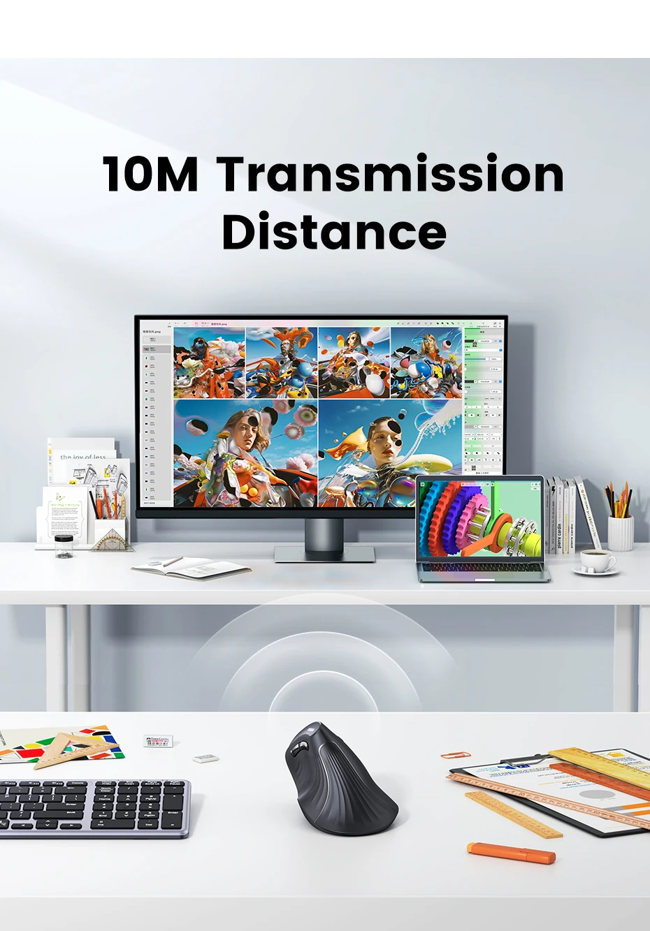 UGREEN Vertical Mouse Wireless Bluetooth5.0 2.4G Ergonomic 4000DPI Mice for MacBook Tablet Laptops Computer PC Mice
