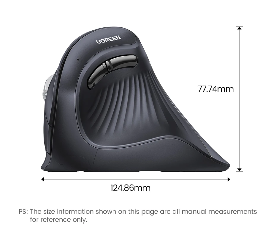 UGREEN Vertical Mouse Wireless Bluetooth5.0 2.4G Ergonomic 4000DPI Mice for MacBook Tablet Laptops Computer PC Mice