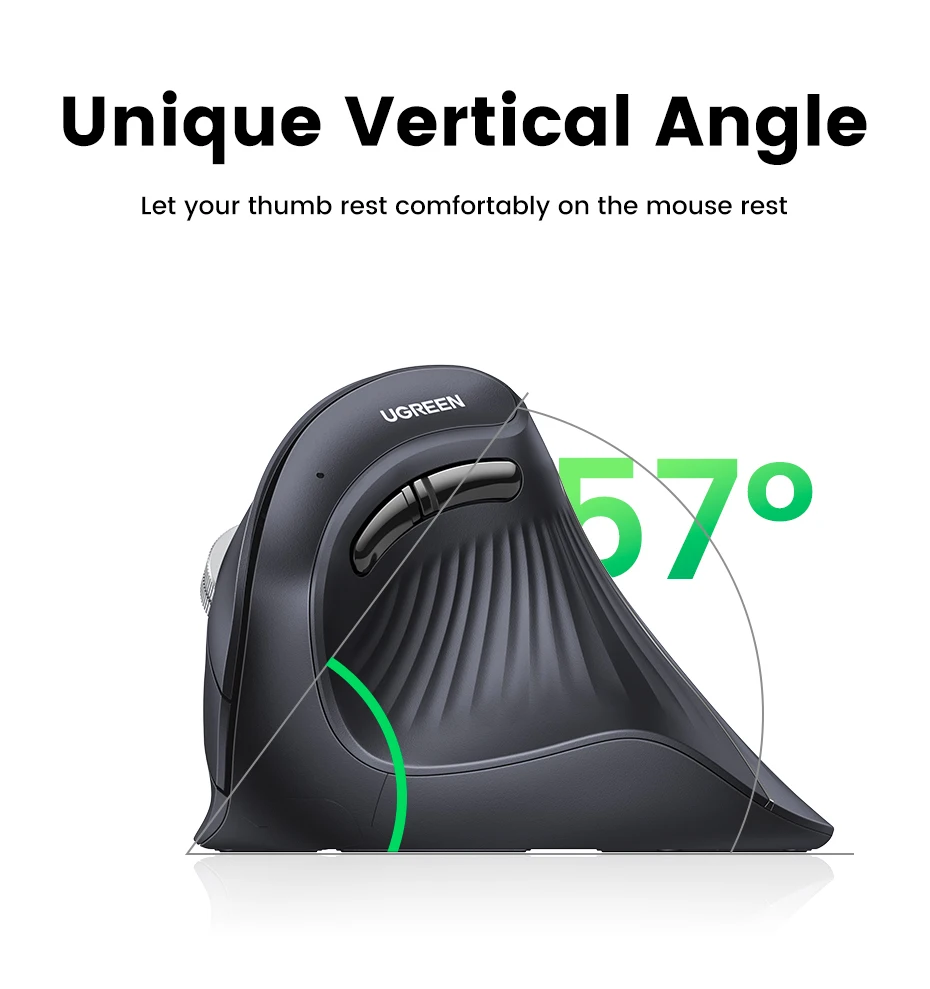 UGREEN Vertical Mouse Wireless Bluetooth5.0 2.4G Ergonomic 4000DPI Mice for MacBook Tablet Laptops Computer PC Mice