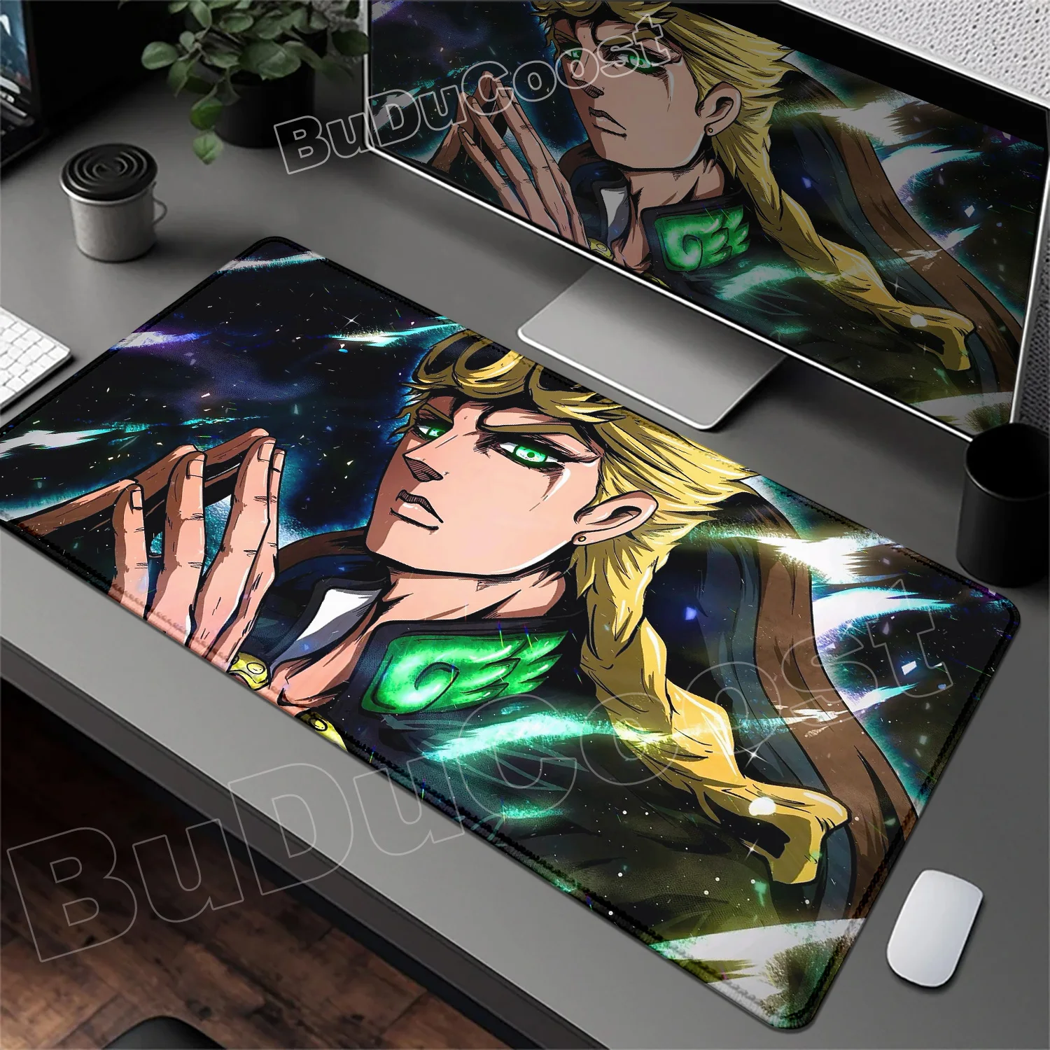 Funny Anime Jojo Bizarre Adventure Mouse Pad Cabinet Keyboard Accessories Joseph Joestar Laptop Gaming Large Lock Edge Mousepad