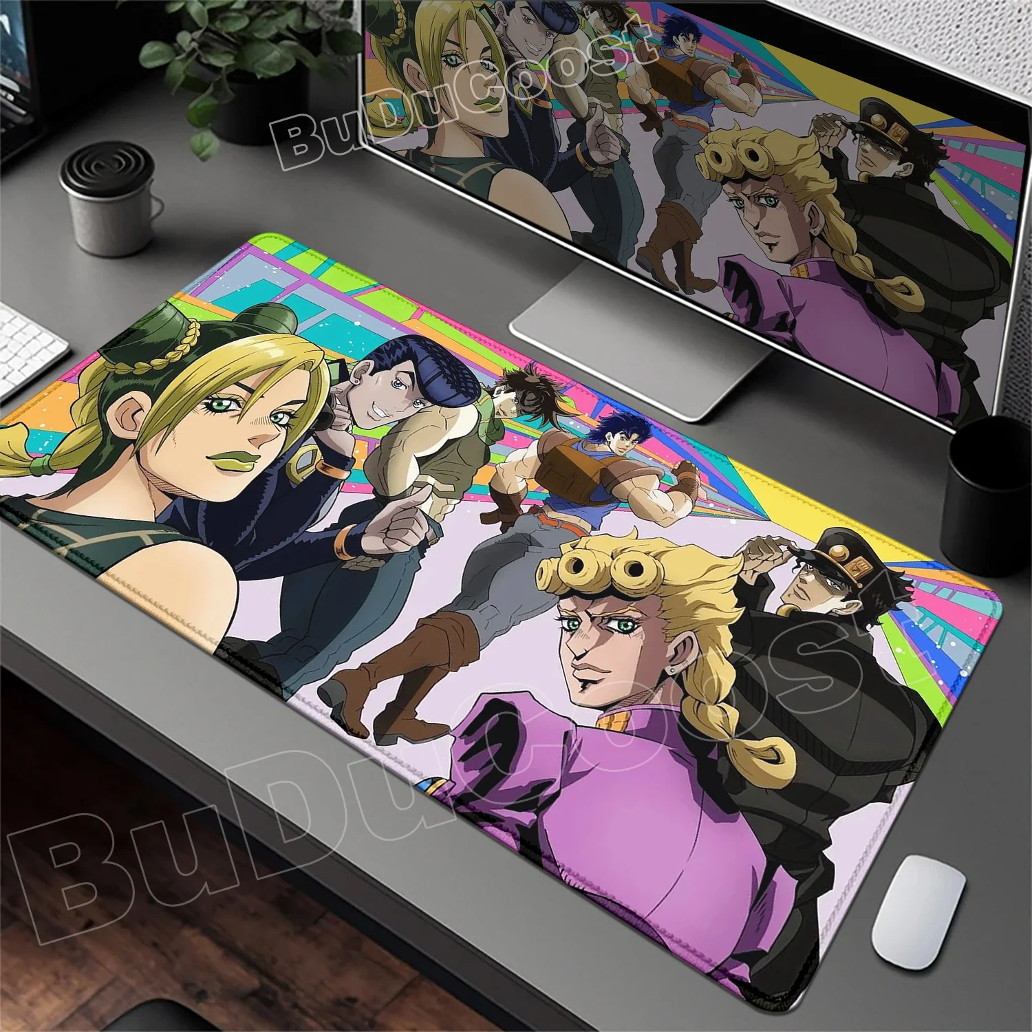 Funny Anime Jojo Bizarre Adventure Mouse Pad Cabinet Keyboard Accessories Joseph Joestar Laptop Gaming Large Lock Edge Mousepad