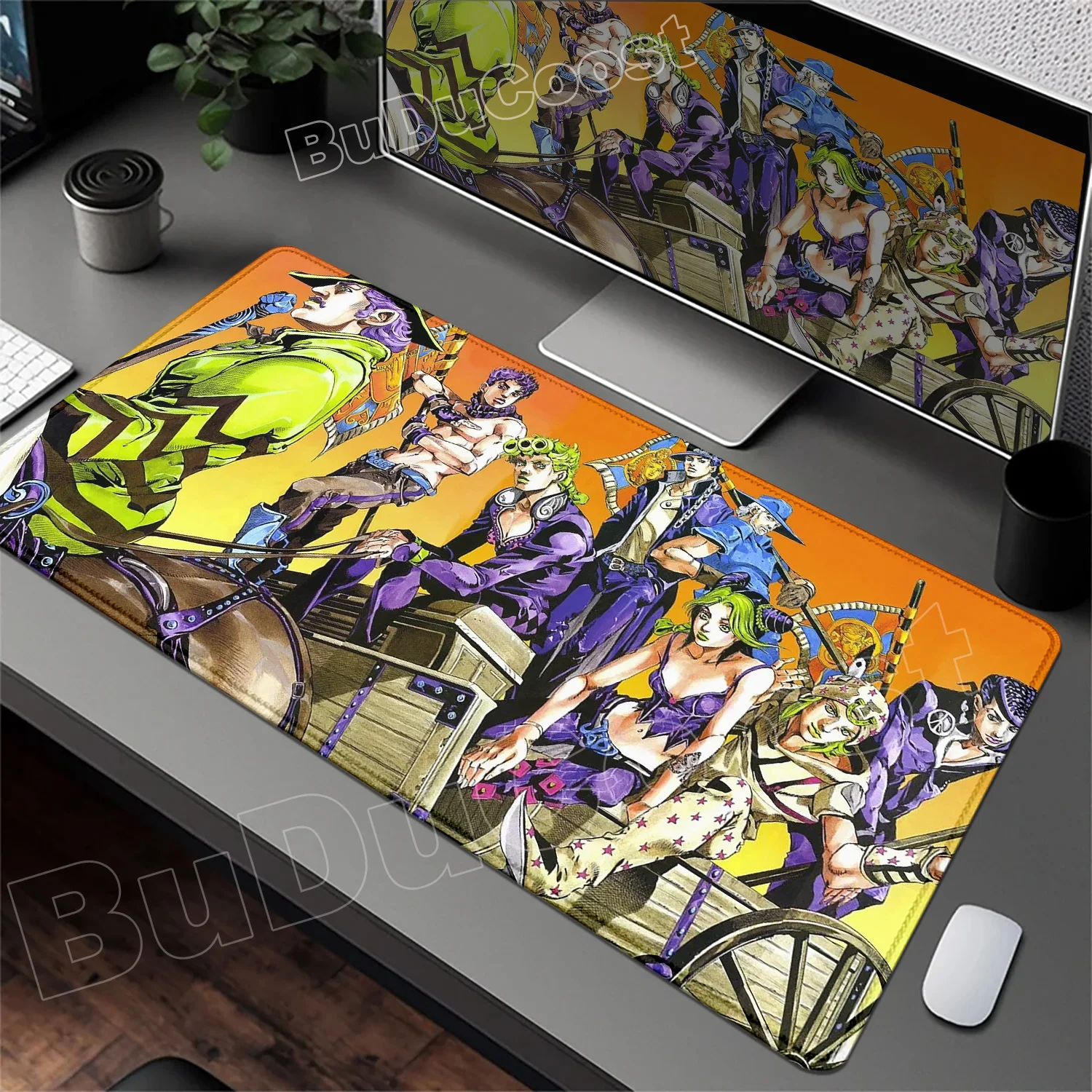 Funny Anime Jojo Bizarre Adventure Mouse Pad Cabinet Keyboard Accessories Joseph Joestar Laptop Gaming Large Lock Edge Mousepad