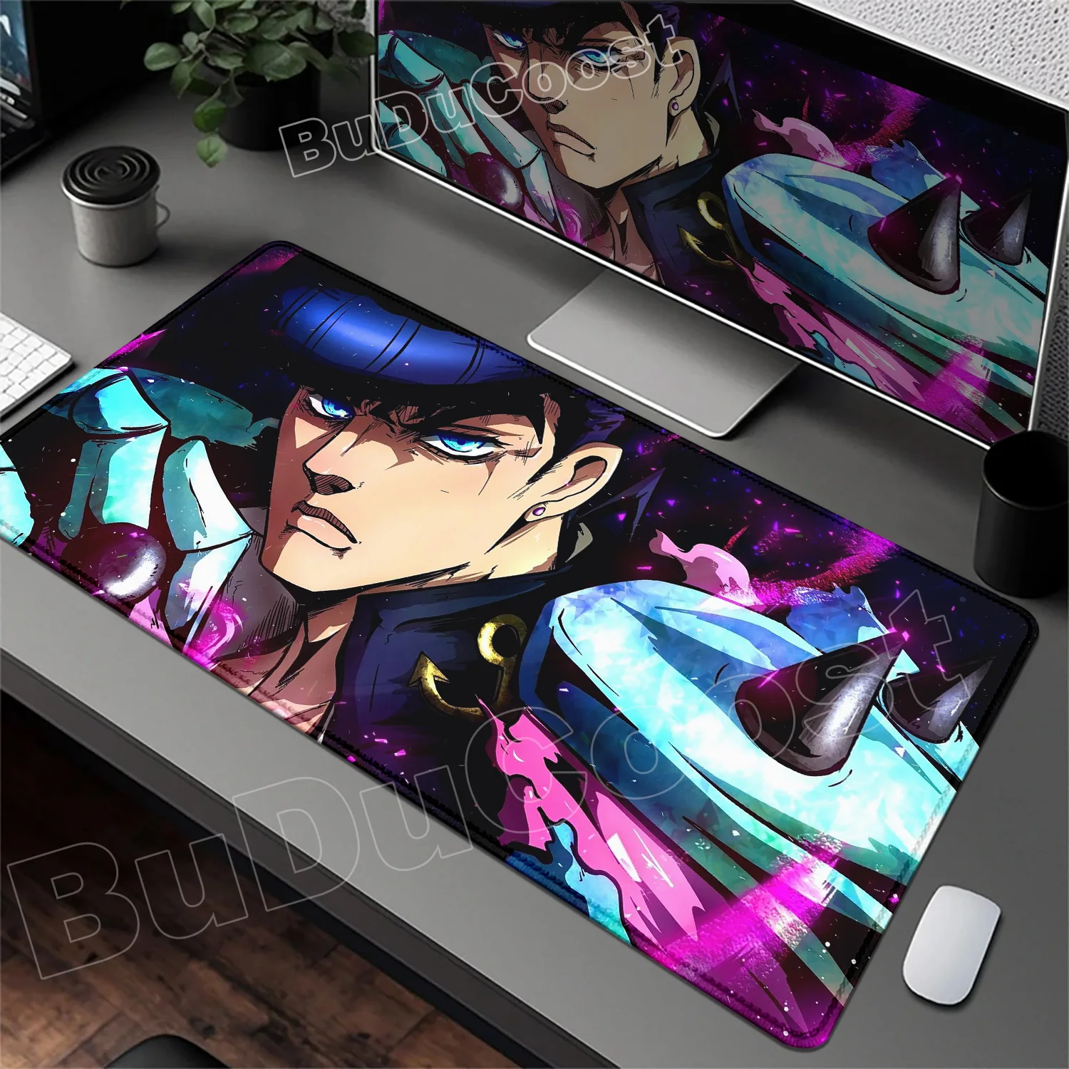 Funny Anime Jojo Bizarre Adventure Mouse Pad Cabinet Keyboard Accessories Joseph Joestar Laptop Gaming Large Lock Edge Mousepad