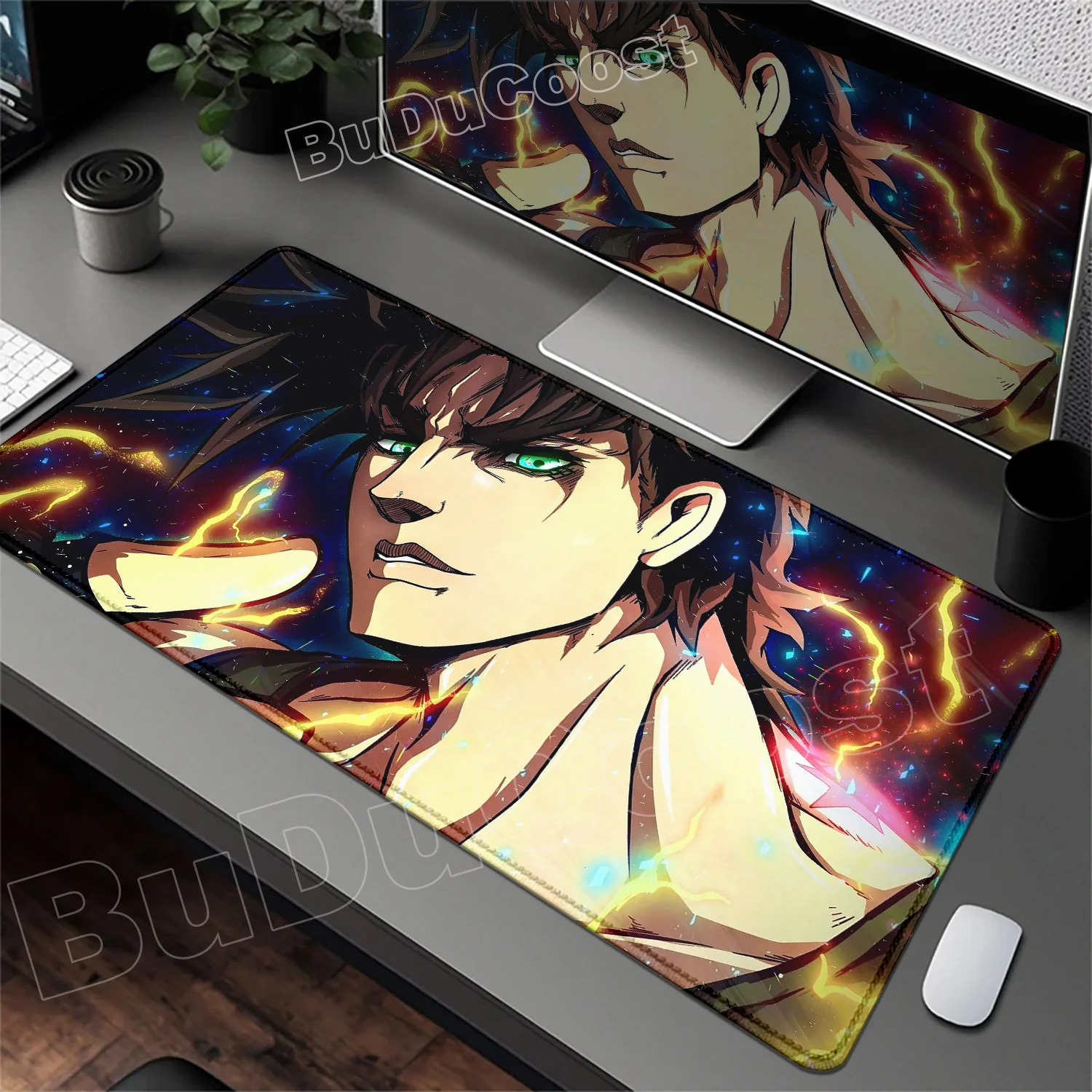 Funny Anime Jojo Bizarre Adventure Mouse Pad Cabinet Keyboard Accessories Joseph Joestar Laptop Gaming Large Lock Edge Mousepad
