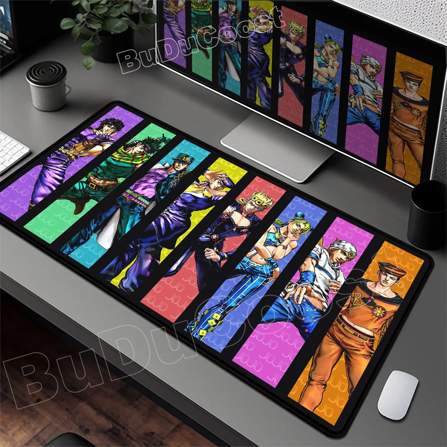 Funny Anime Jojo Bizarre Adventure Mouse Pad Cabinet Keyboard Accessories Joseph Joestar Laptop Gaming Large Lock Edge Mousepad