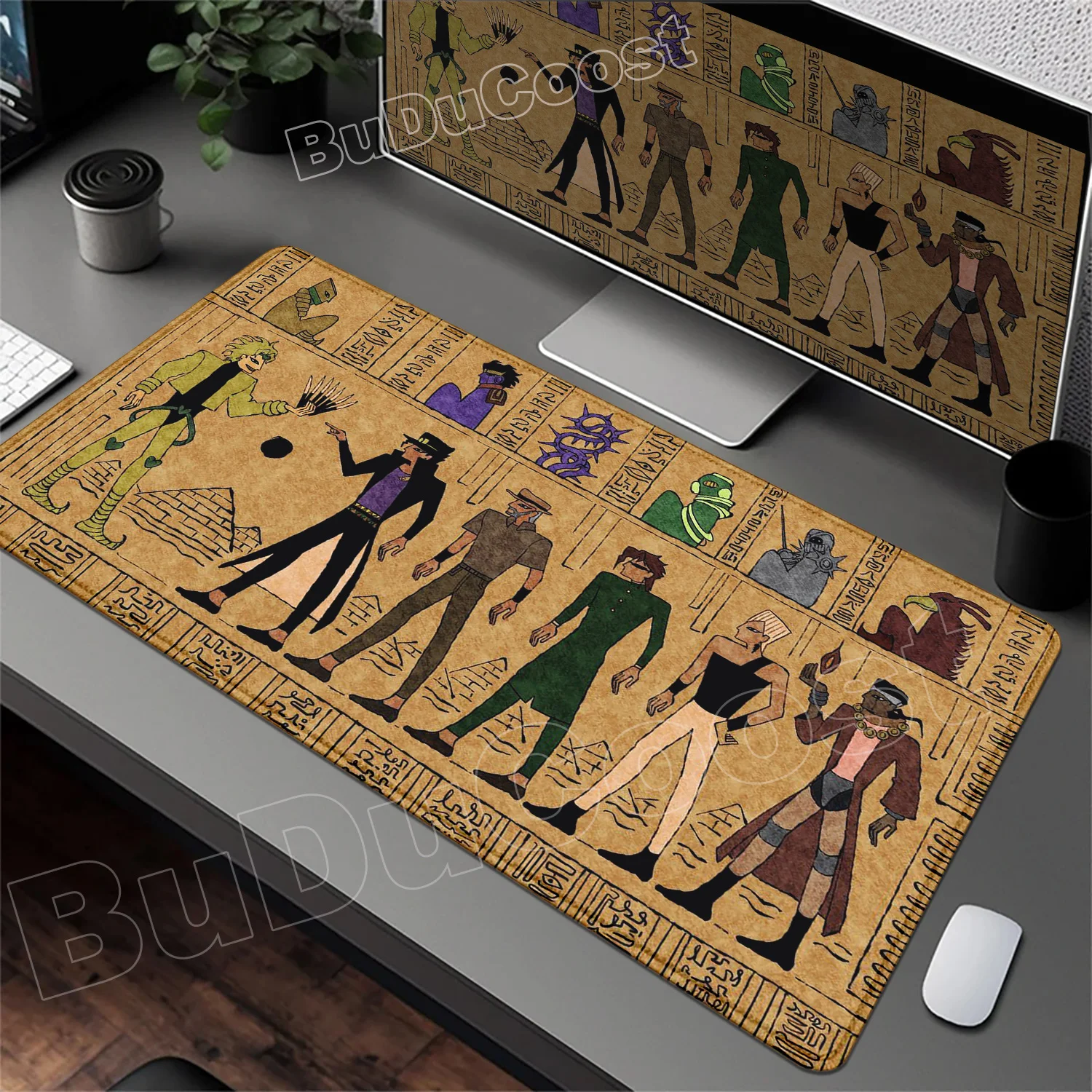 Funny Anime Jojo Bizarre Adventure Mouse Pad Cabinet Keyboard Accessories Joseph Joestar Laptop Gaming Large Lock Edge Mousepad