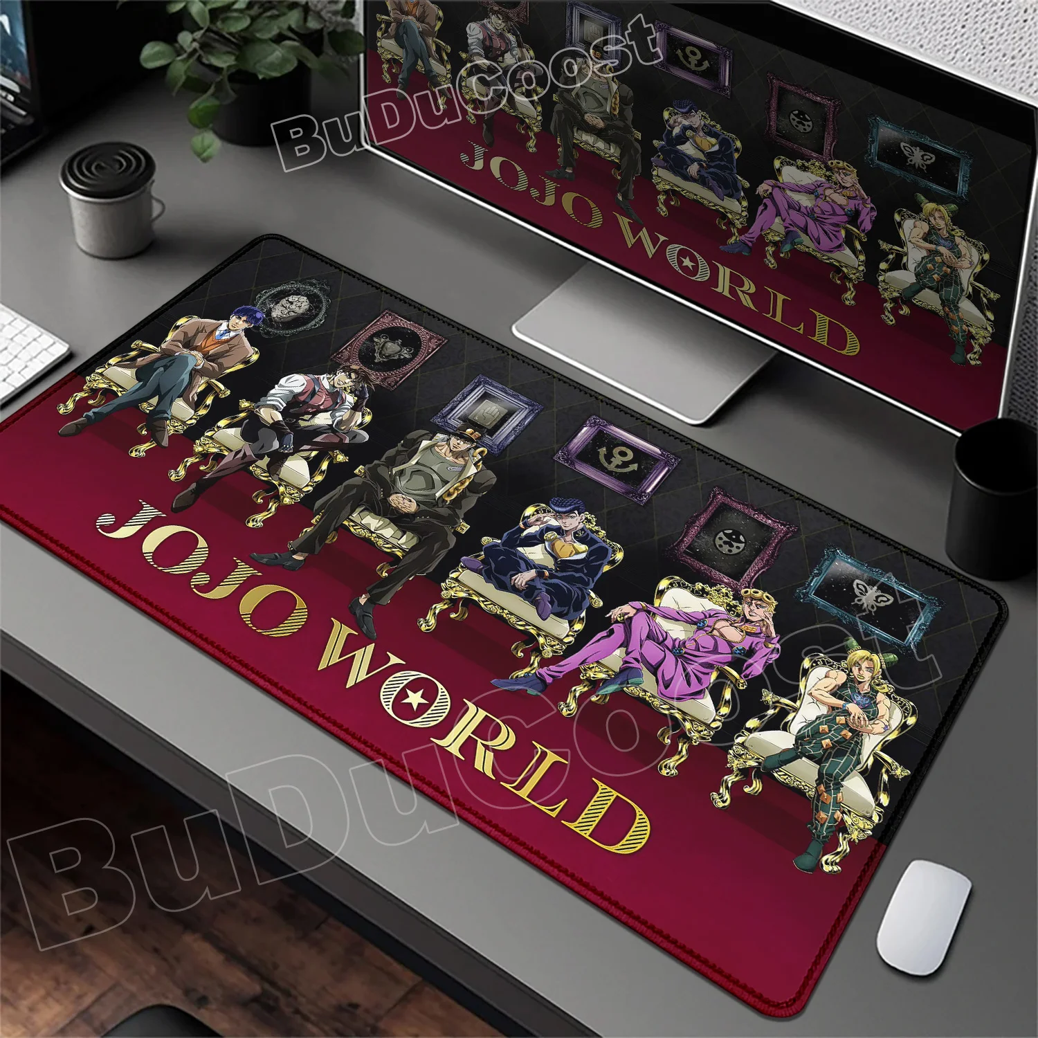 Funny Anime Jojo Bizarre Adventure Mouse Pad Cabinet Keyboard Accessories Joseph Joestar Laptop Gaming Large Lock Edge Mousepad
