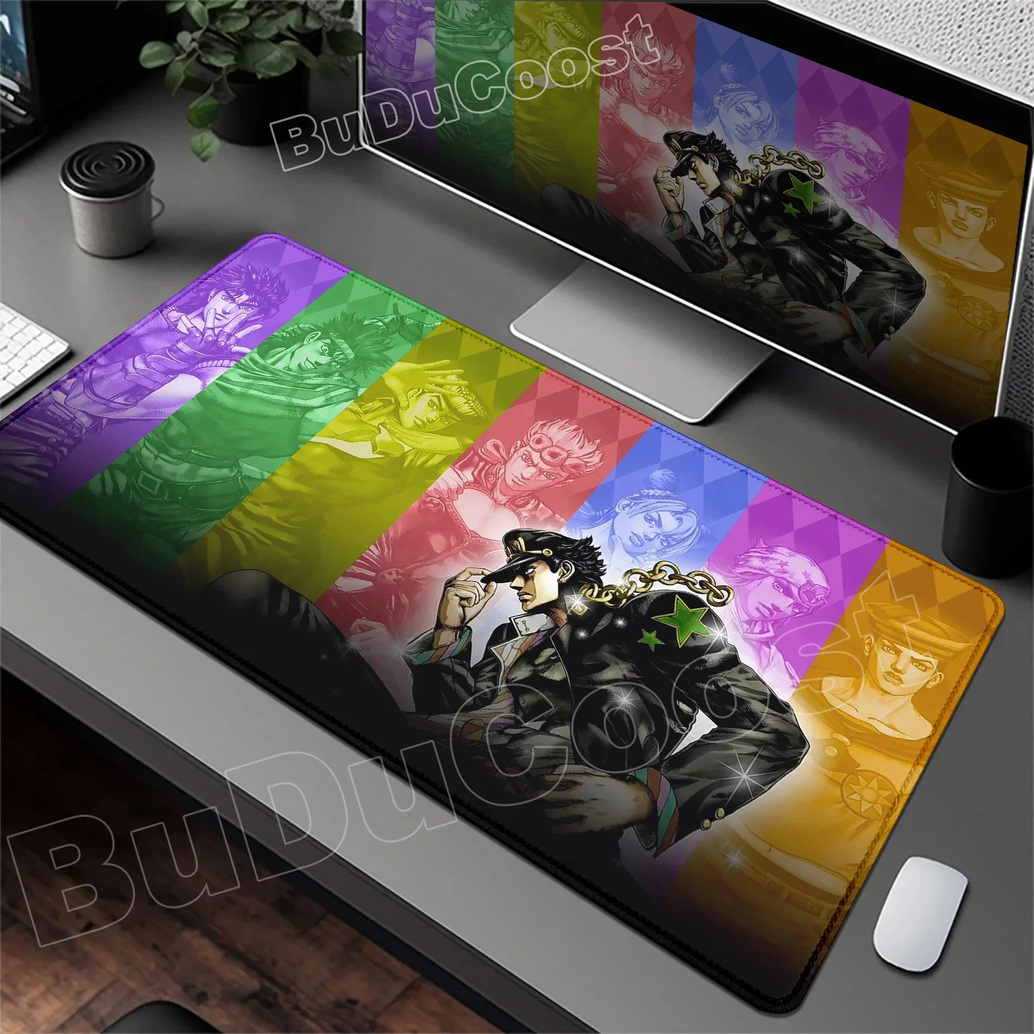 Funny Anime Jojo Bizarre Adventure Mouse Pad Cabinet Keyboard Accessories Joseph Joestar Laptop Gaming Large Lock Edge Mousepad