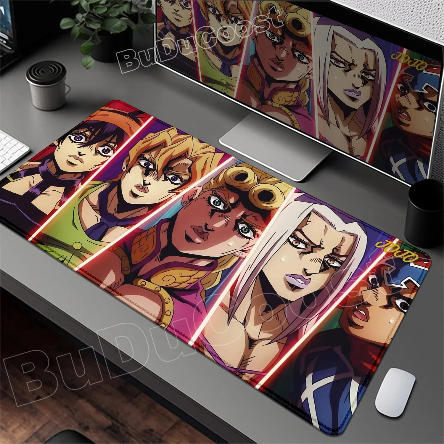 Funny Anime Jojo Bizarre Adventure Mouse Pad Cabinet Keyboard Accessories Joseph Joestar Laptop Gaming Large Lock Edge Mousepad