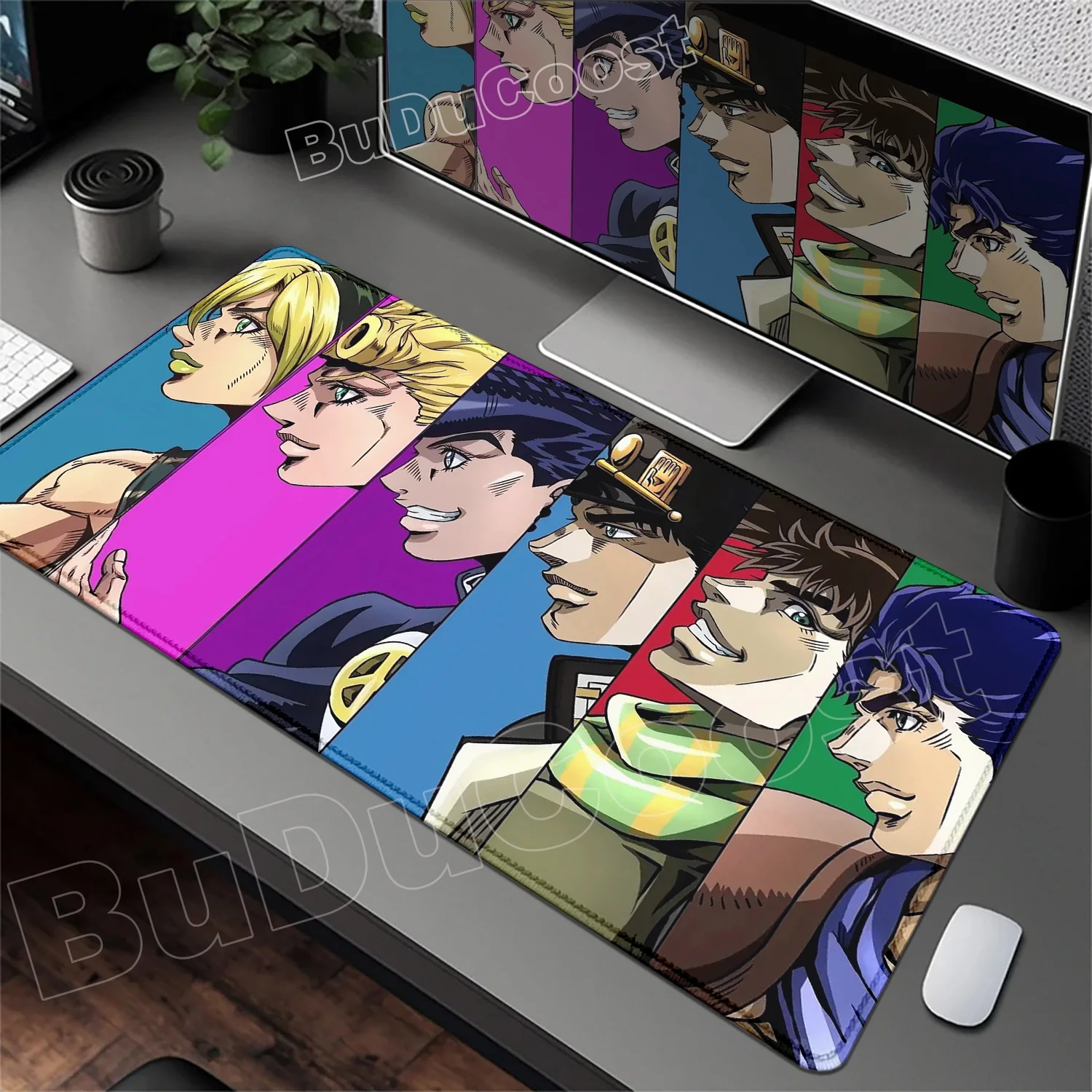 Funny Anime Jojo Bizarre Adventure Mouse Pad Cabinet Keyboard Accessories Joseph Joestar Laptop Gaming Large Lock Edge Mousepad