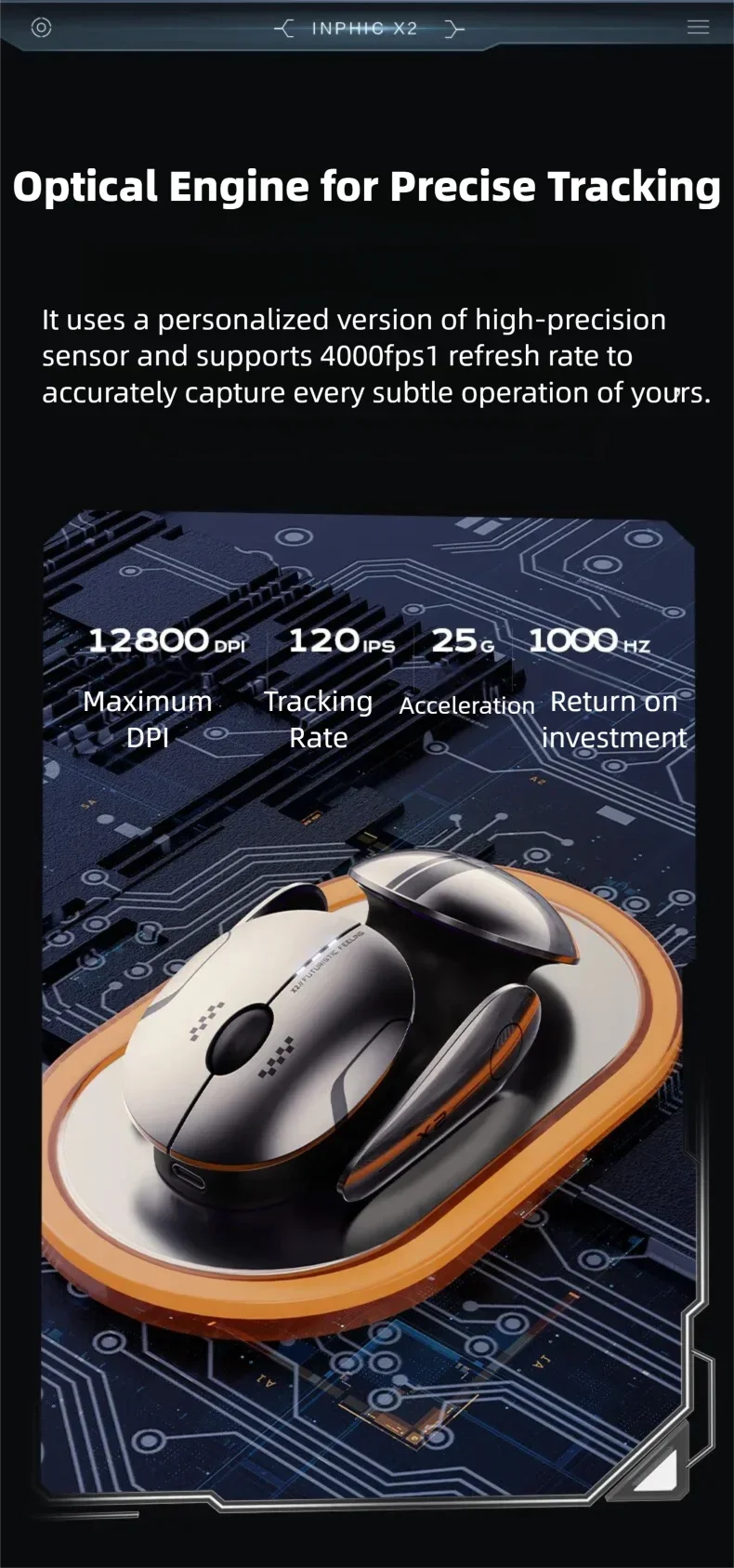 Inphic X2 V2 Wireless Gaming Mouse Metal Base Rechargeable Silent Office Bluetooth Mouse For Computer Laptop Office Game