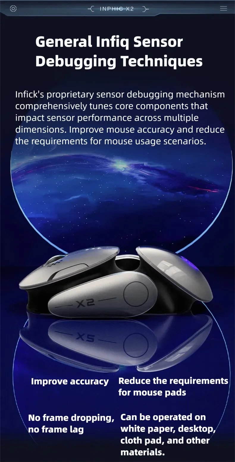 Inphic X2 V2 Wireless Gaming Mouse Metal Base Rechargeable Silent Office Bluetooth Mouse For Computer Laptop Office Game