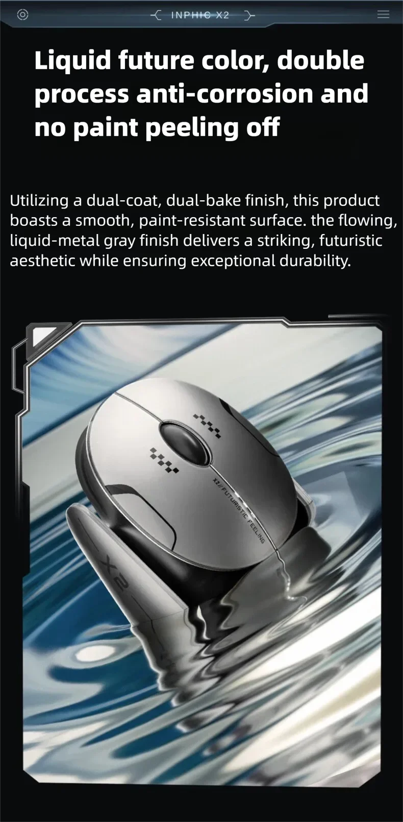 Inphic X2 V2 Wireless Gaming Mouse Metal Base Rechargeable Silent Office Bluetooth Mouse For Computer Laptop Office Game