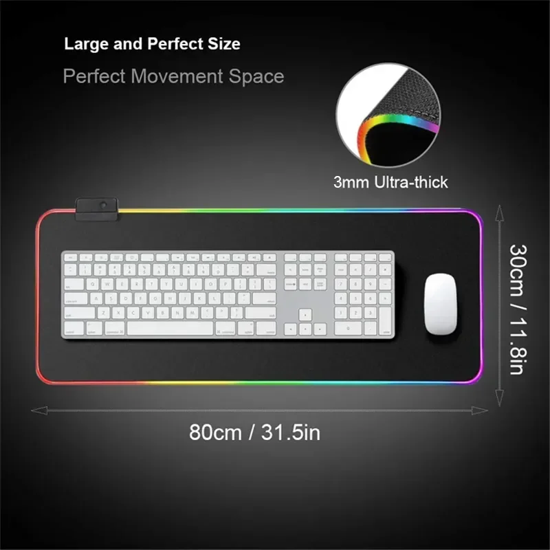 Diy Large Mouse Pad HD Custom Led Rgb Mousepad Luminescence Mouse mat Computer Laptop Gamer Pasd PC Gaming Cool Big Desk Mat XXL