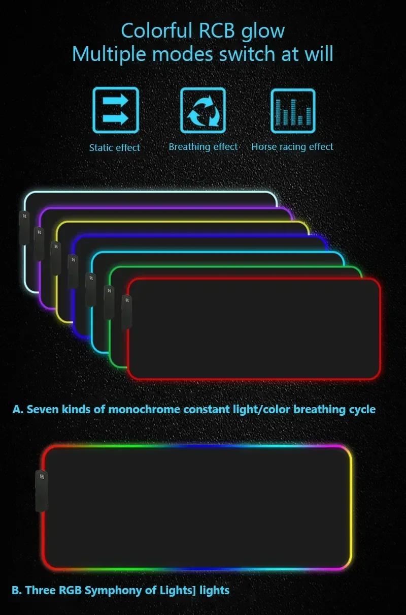 Diy Large Mouse Pad HD Custom Led Rgb Mousepad Luminescence Mouse mat Computer Laptop Gamer Pasd PC Gaming Cool Big Desk Mat XXL