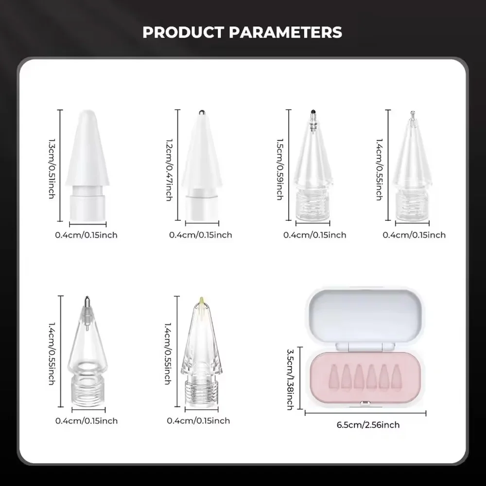 Thin Soft Nib Replacements: 4pcs/6pcs Pencil Refills for Apple Pencil 1/2/3rd (USB-C)/Pro
