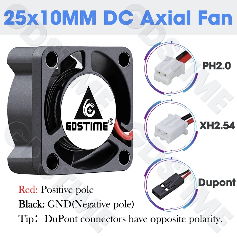 GDSTIME 2510 Fan 24V 12V 5V Cooler 25*10MM Dual Ball Bearing Fan 25MM Micro Fan 2.5CM Mini Fan for Audio&3D Printers Accessories