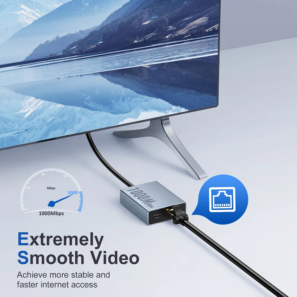 ZEXMTE 1000Mbps Network Card Type C Micro USB Ethernet Adapter for Chromecast 4K Google TV Smartphones Tablets Android Device
