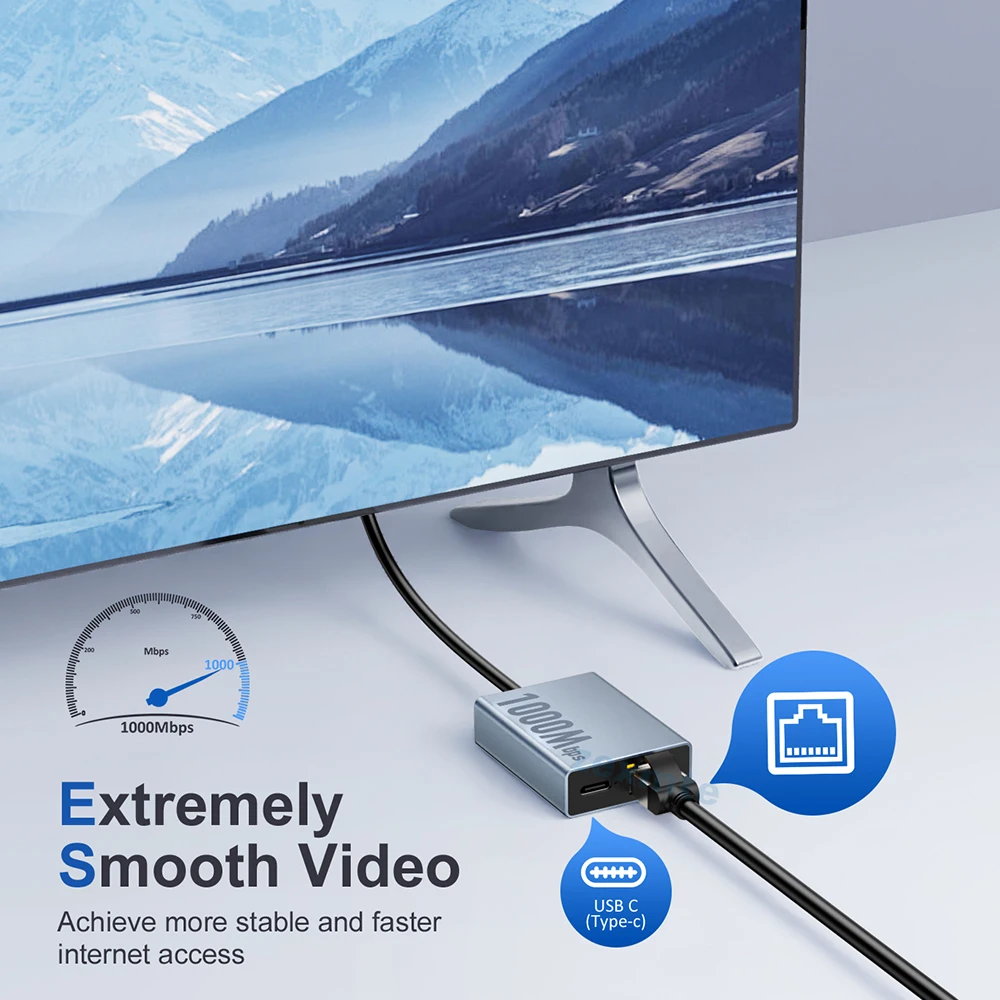 ZEXMTE 1000Mbps Network Card Type C Micro USB Ethernet Adapter for Chromecast 4K Google TV Smartphones Tablets Android Device