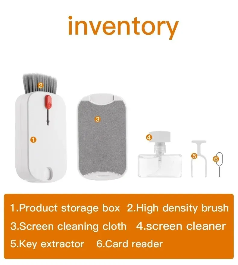 5-in-1 Cleaning Kit Computer Keyboard Cleaner Brush Phone Screen Cleaning Set Keycap Puller Cleaning Tools Card Reader