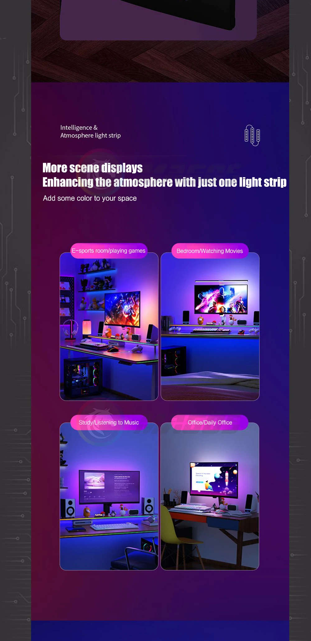 Skydimo Monitor Ambilight Lights PC E-Sport Gamer Ambient RGB Strip, Desktop Computer Display AURA LED 5V USB Software Control
