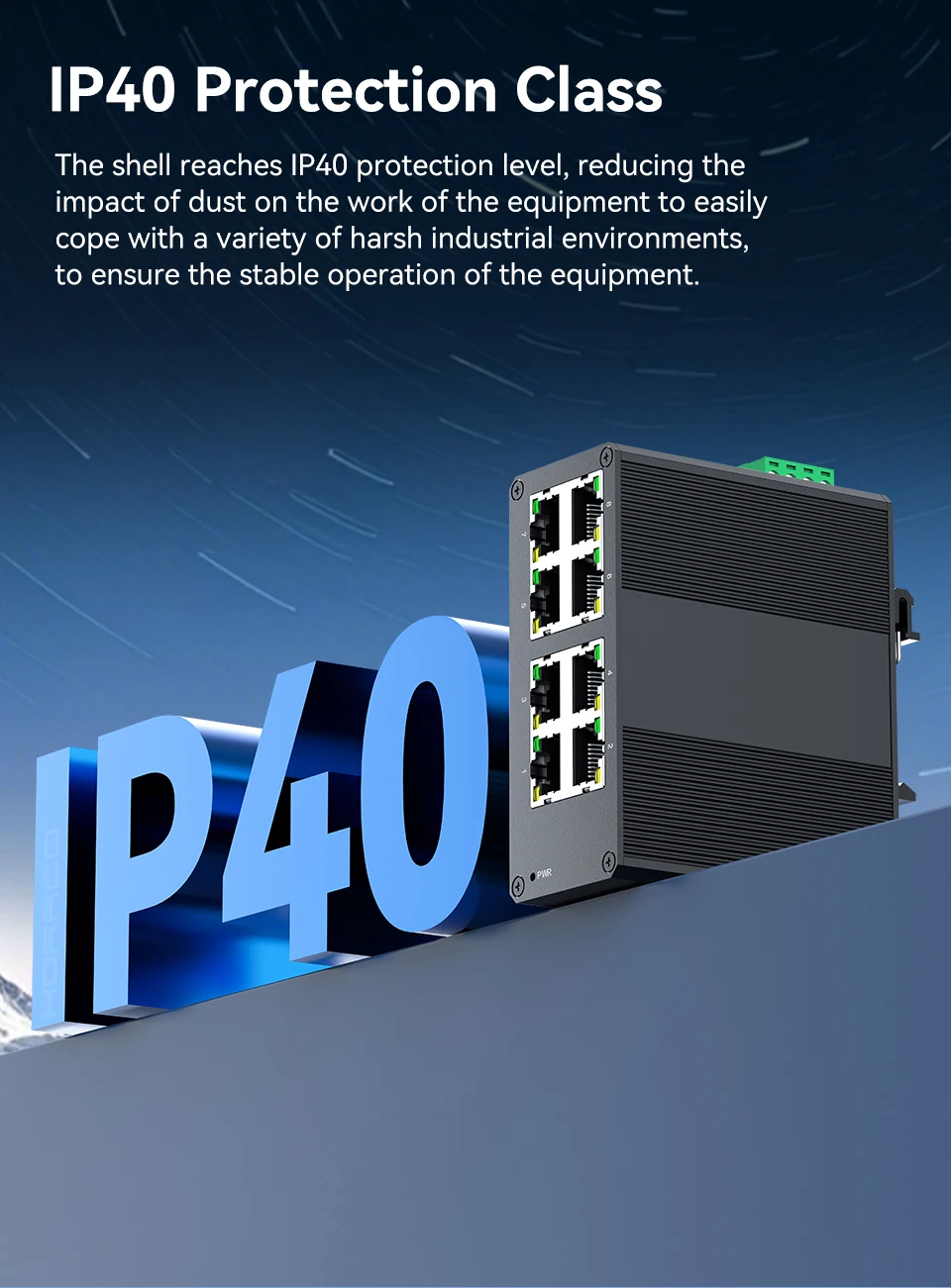 HORACO 8 Port Gigabit Industrial Switch 1000Mbps industry Network Ethernet Switch DIN Rail Mounted Plug and Play