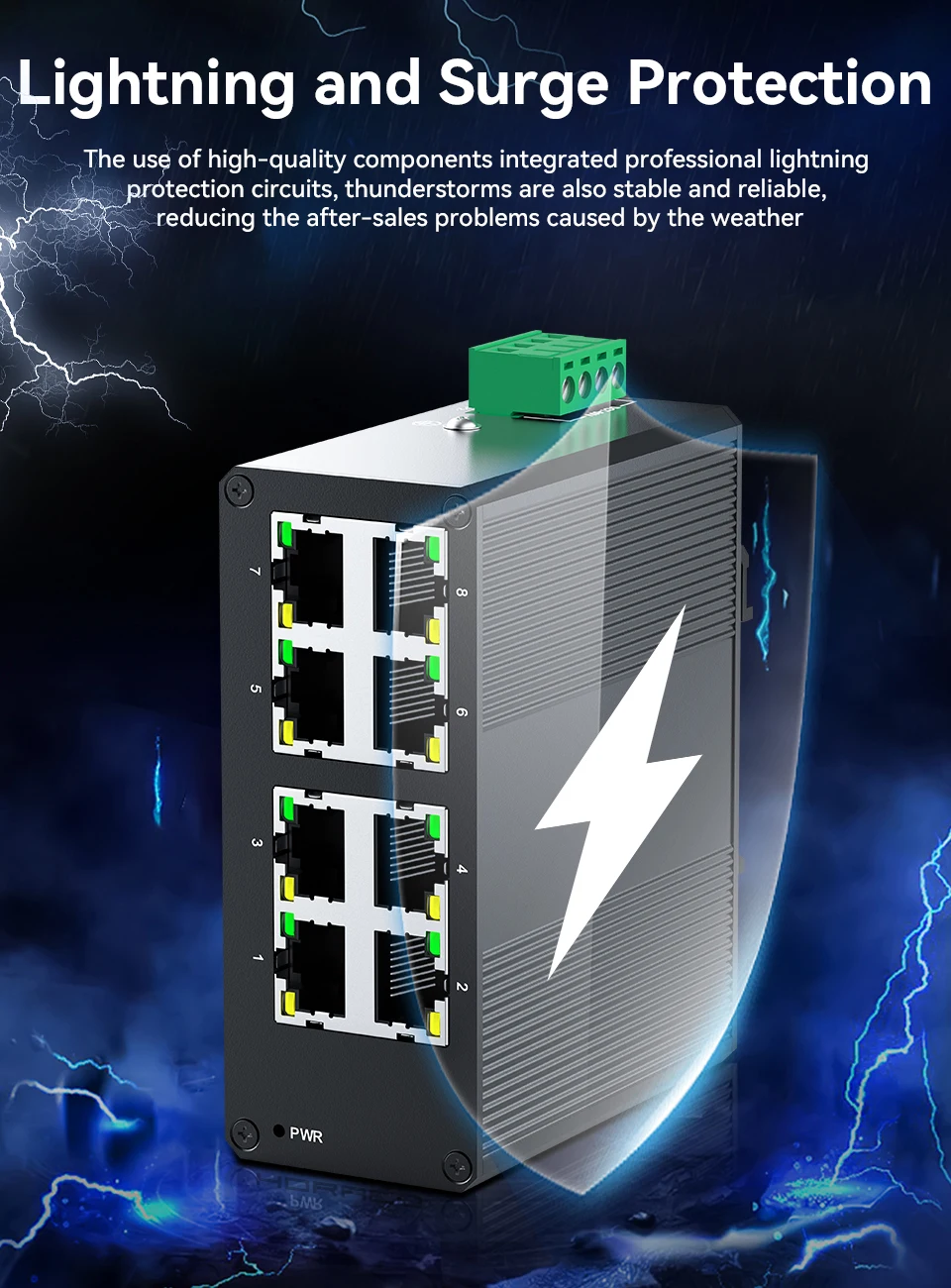 HORACO 8 Port Gigabit Industrial Switch 1000Mbps industry Network Ethernet Switch DIN Rail Mounted Plug and Play