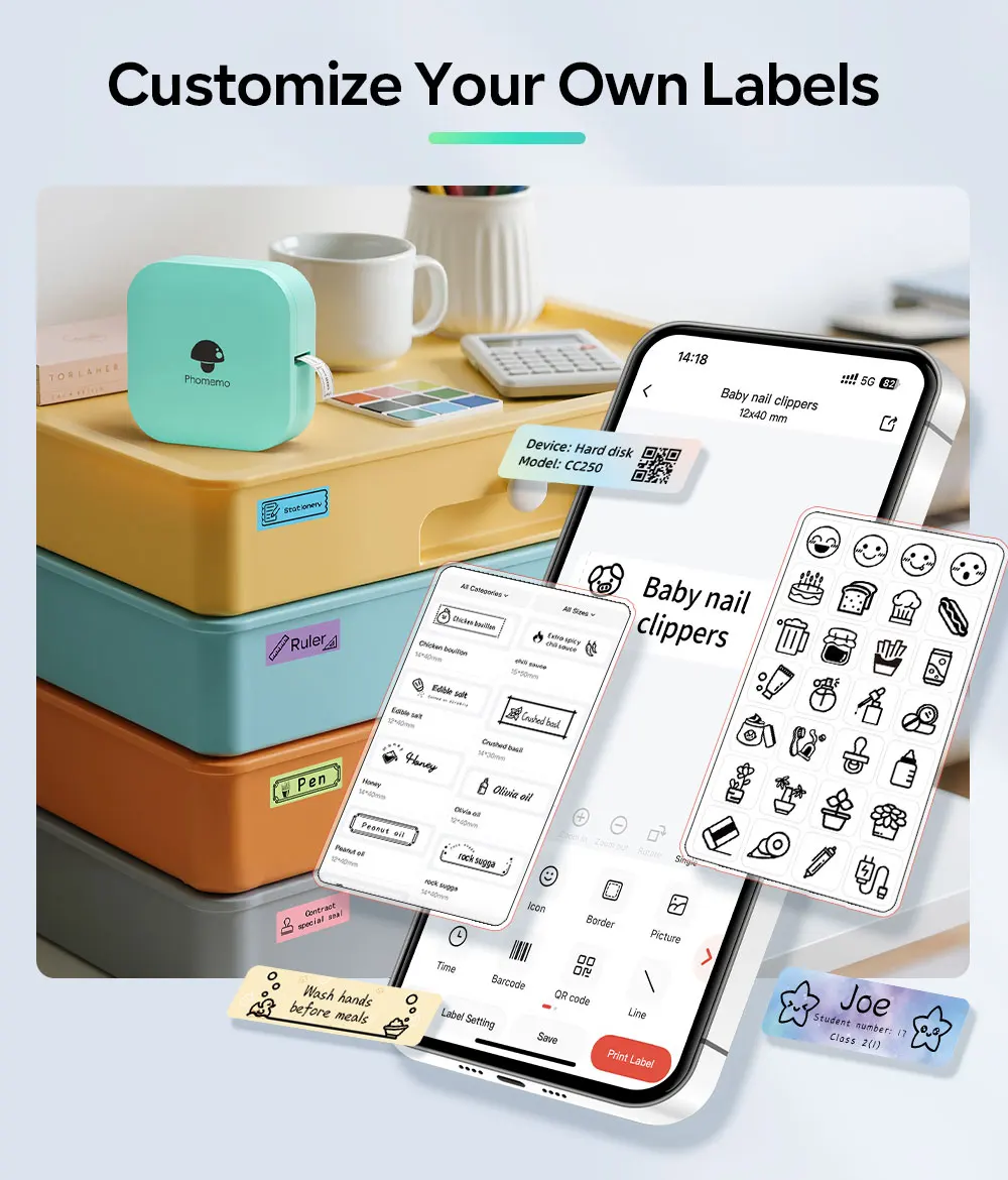 Phomemo Q30 Bluetooth Thermal Label Printer, Pocket Sticker Maker for Date/DIY Labels, iOS Android Wireless Printer, Multi-Paper