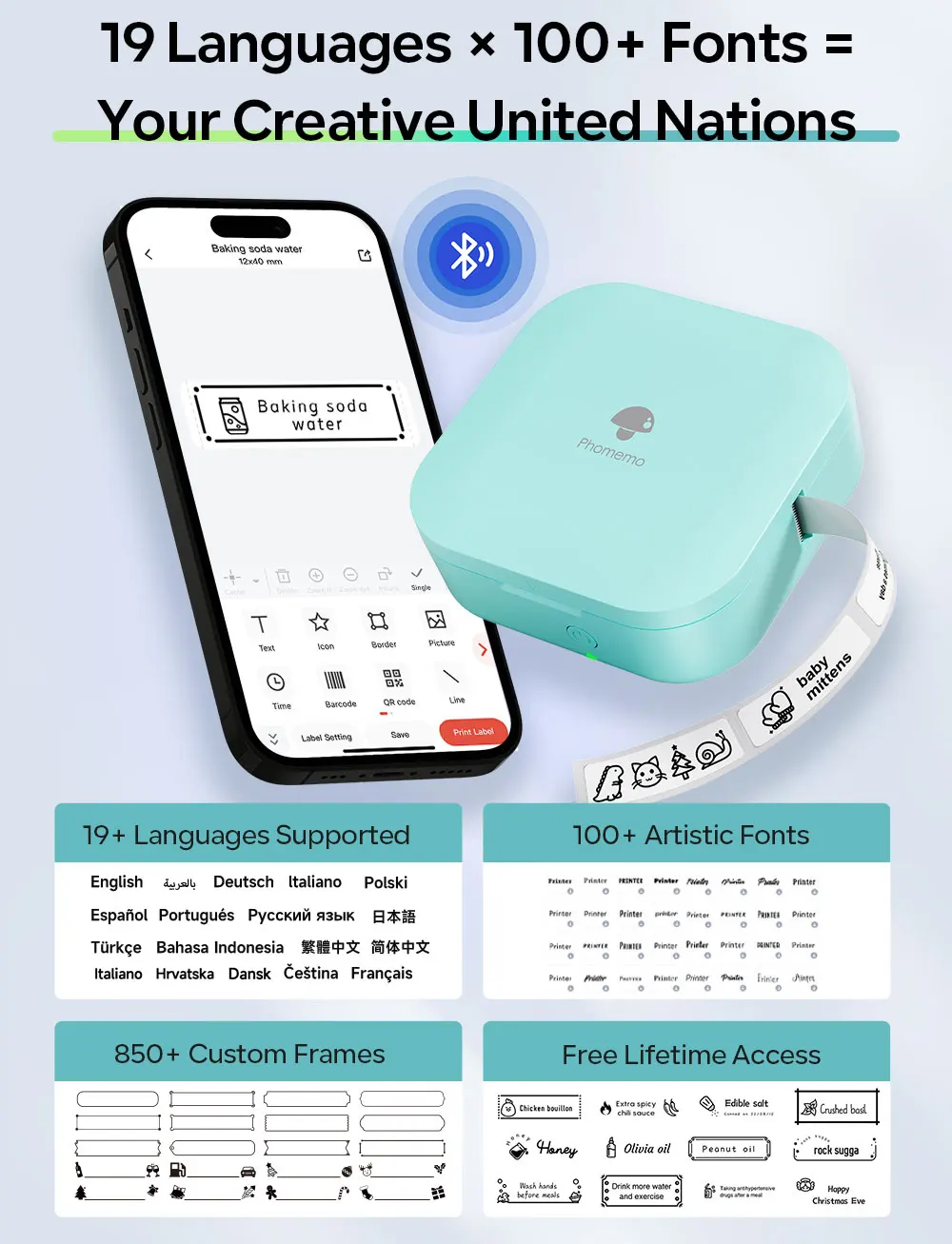 Phomemo Q30 Bluetooth Thermal Label Printer, Pocket Sticker Maker for Date/DIY Labels, iOS Android Wireless Printer, Multi-Paper