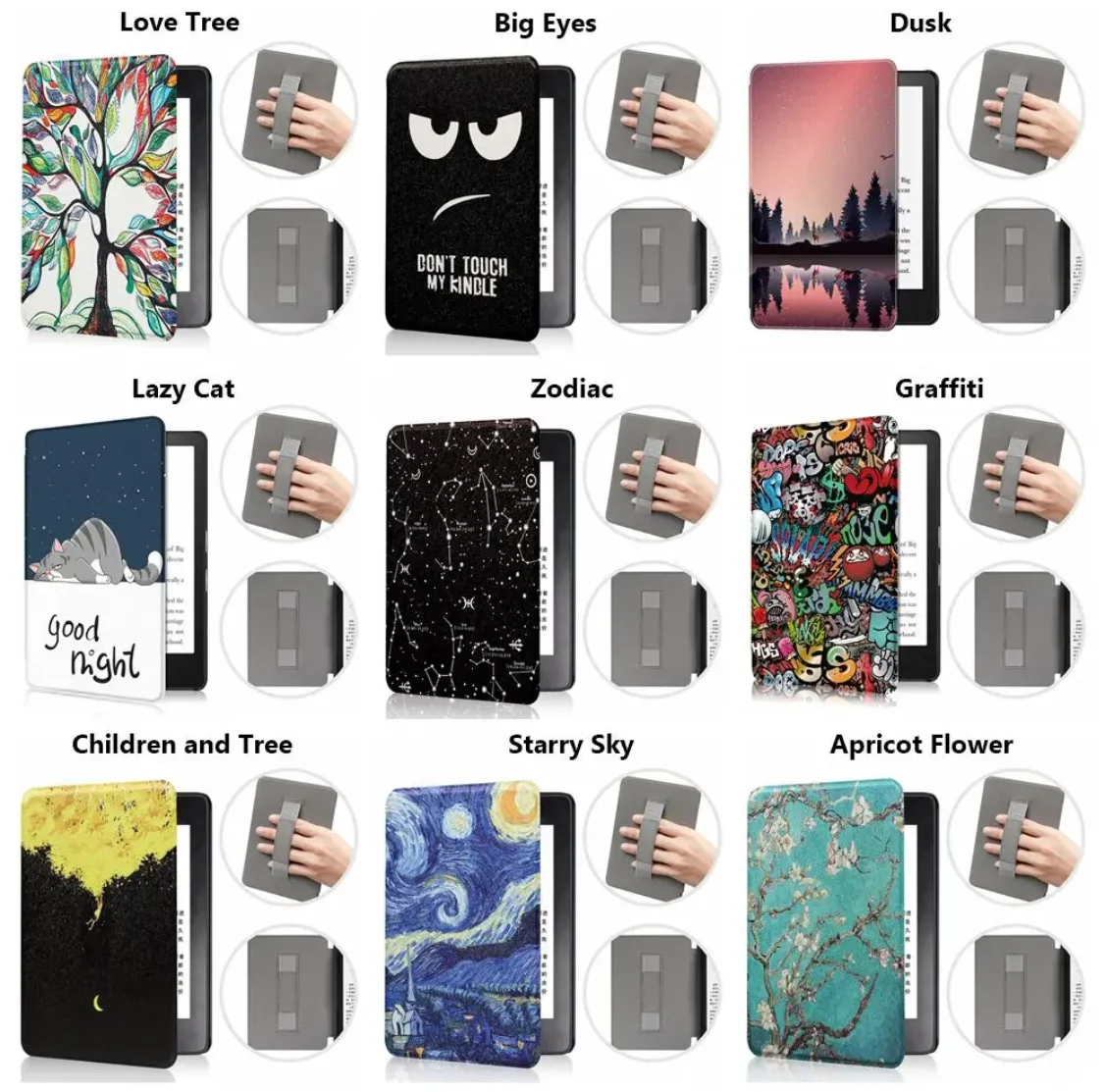 For Kindle 10th Generation Case + Screen Protector 6 Inch with Hand Strap Belt Ebook 2019 J9G29R Leather Cover Wake Sleep Funda
