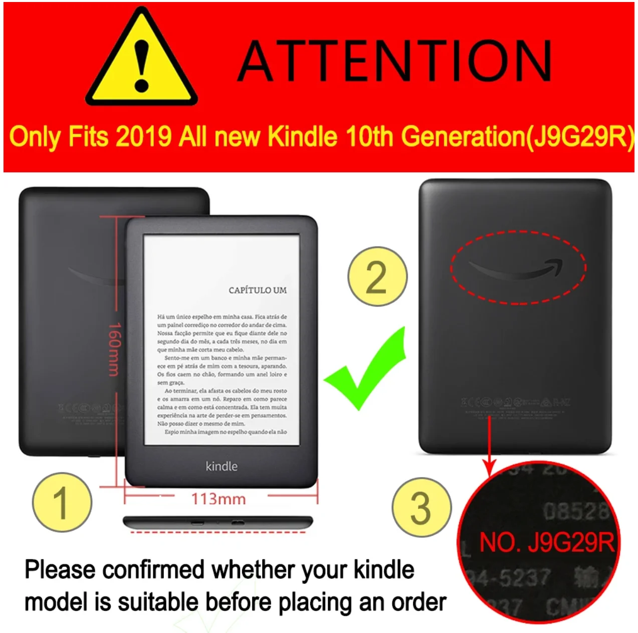 For Kindle 10th Generation Case + Screen Protector 6 Inch with Hand Strap Belt Ebook 2019 J9G29R Leather Cover Wake Sleep Funda
