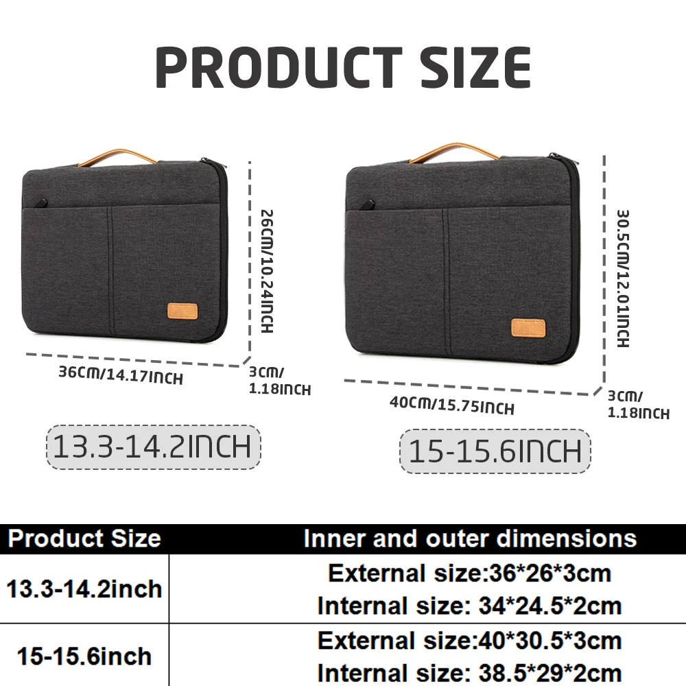 Protective Laptop Sleeve Case for 13.3-14.2 15-15.6 Inch New MacBook Pro M3 Max M2 M1 Slim Carrying Laptop Bag Men Women