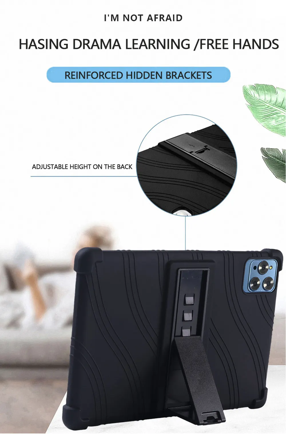 10.1''Universal Soft Silicone Case For 10 10.1inch Android Tablet PC Shockproof Back Stand Cover 24*16cm Stand Protective Shell