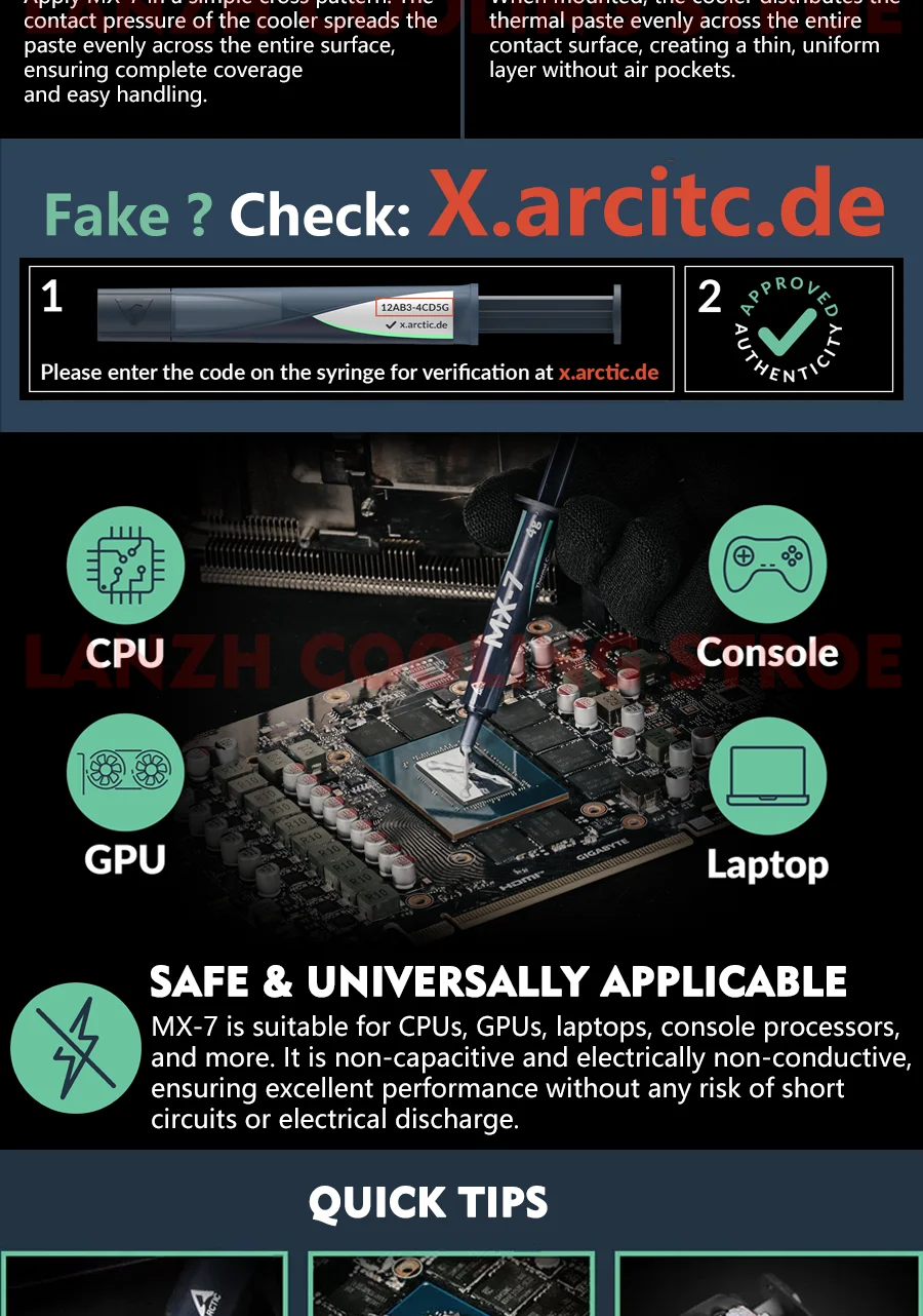 Arctic AC MX-7 Thermal Silicone Grease Gel For Computer Desktop Laptop Notebook CPU GPU VGA Card Thermal Conductive Paste