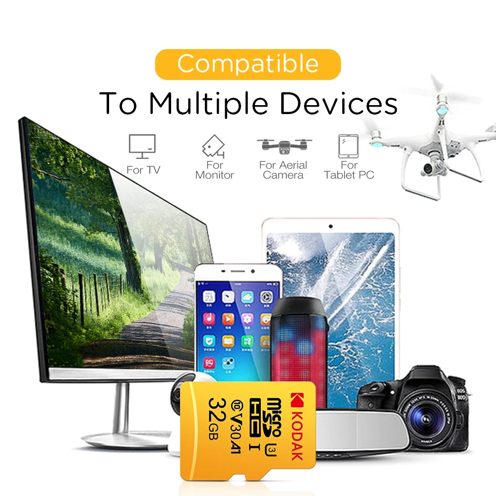 Original Kodak Micro SD Card 256GB U3 High Speed Memory Card A1 V30 Class 10 MicroSDXC with SD Adapter