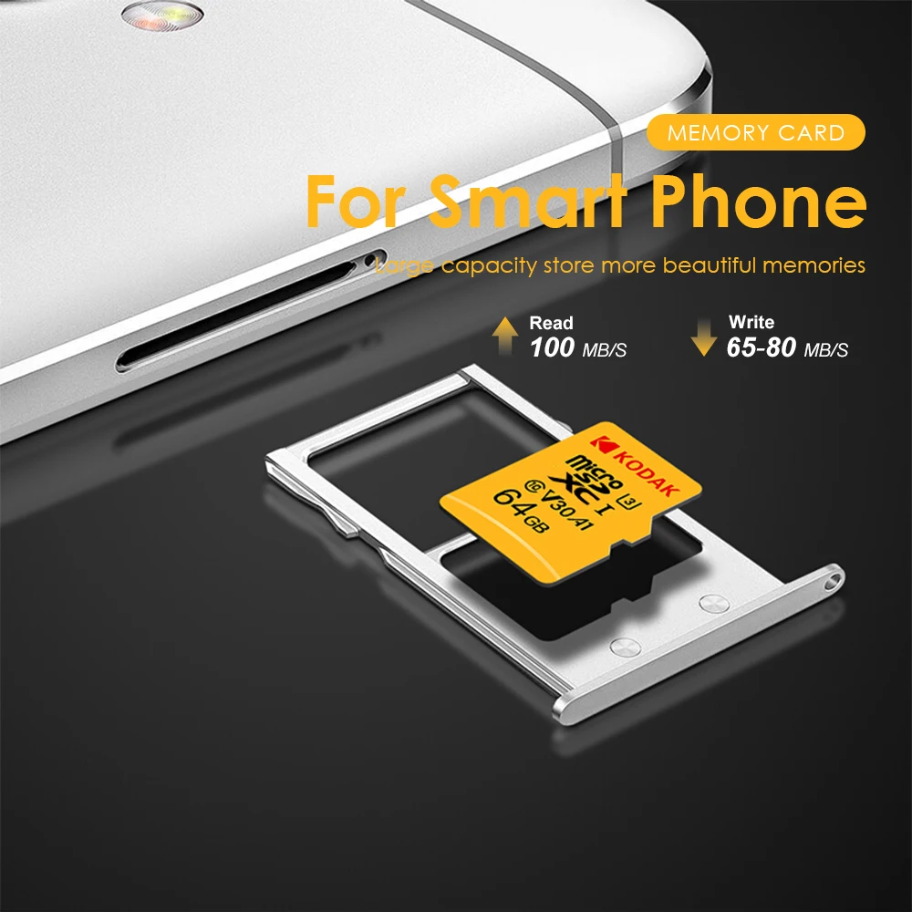 Original Kodak Micro SD Card 256GB U3 High Speed Memory Card A1 V30 Class 10 MicroSDXC with SD Adapter