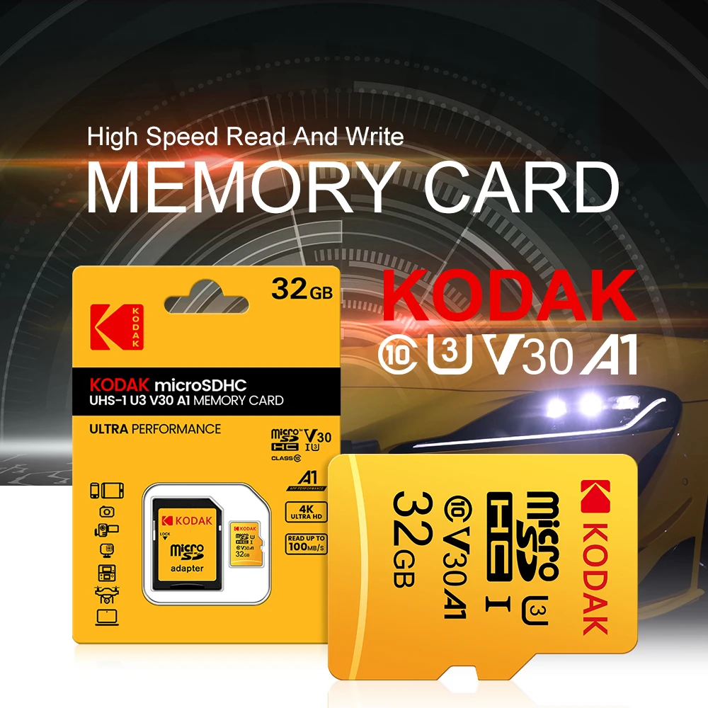 Original Kodak Micro SD Card 256GB U3 High Speed Memory Card A1 V30 Class 10 MicroSDXC with SD Adapter