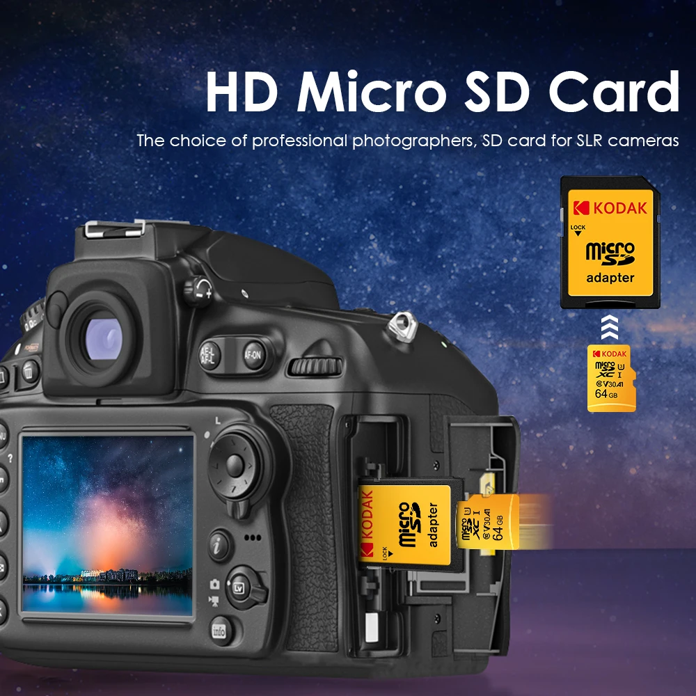 Original Kodak Micro SD Card 256GB U3 High Speed Memory Card A1 V30 Class 10 MicroSDXC with SD Adapter