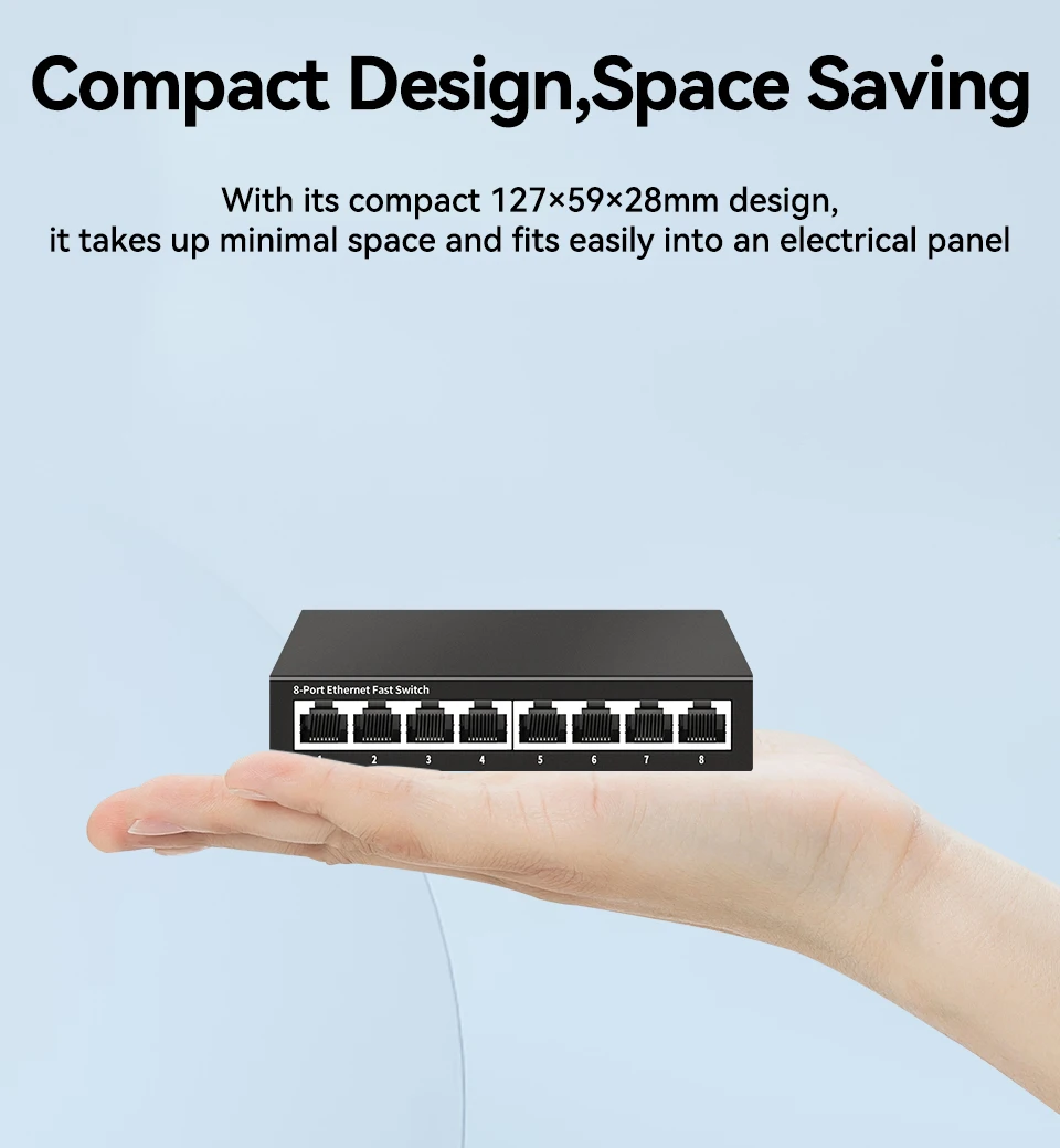 HORACO 8 Port Gigabit Network Switch Unmanaged 1000M Switch Desktop Plug and Play Ethernet Switch