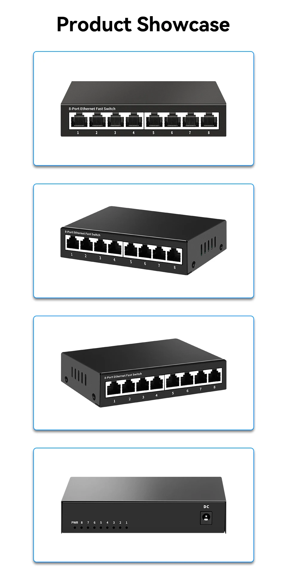 HORACO 8 Port Gigabit Network Switch Unmanaged 1000M Switch Desktop Plug and Play Ethernet Switch