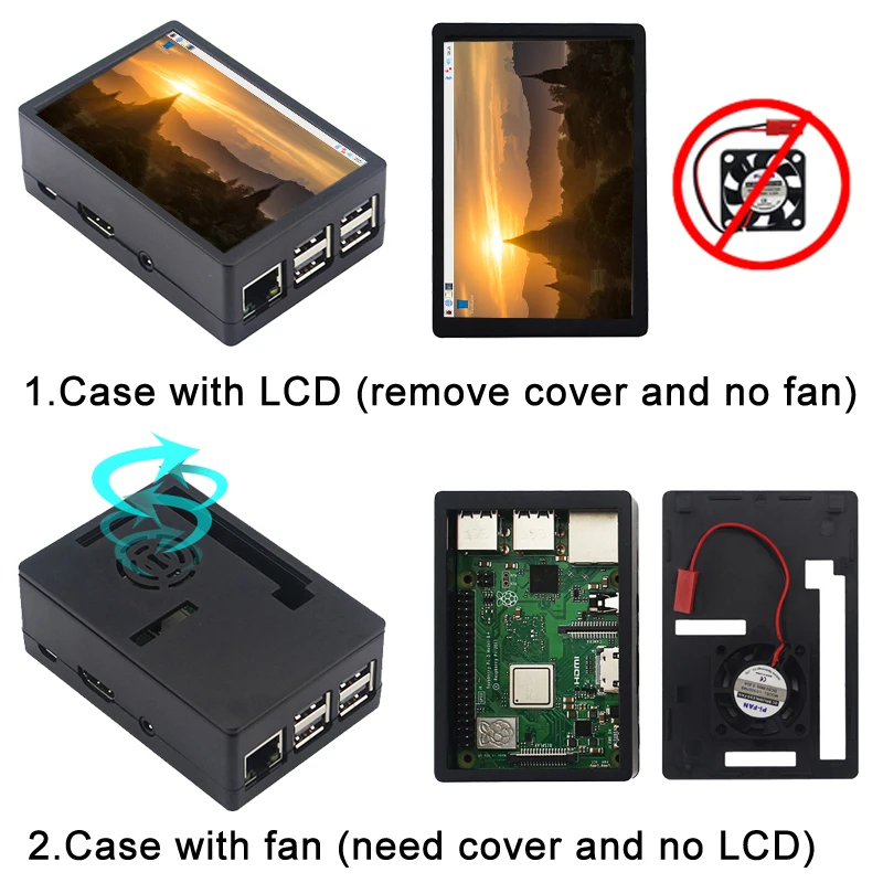 3.5 inch Raspberry Pi 3B/3B+/4B Touch Screen TFT LCD 480*320 GPIO Display Monitor ABS Case Box for Raspberry Pi 4 Model B 3B+ 3B