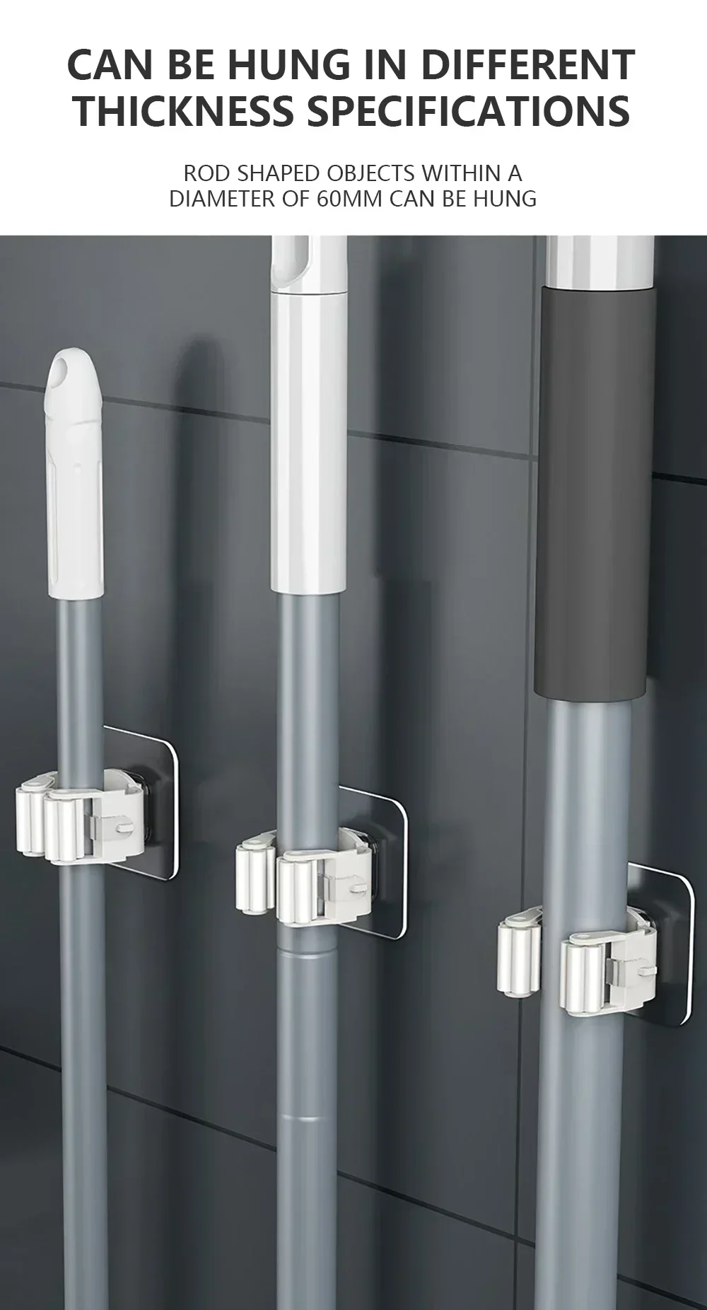 Home Storage Rack Wall Hanging Shelf Bathroom Shower Holder Storage Traceless Hook Mop Organizer Waterproof Broom Hanger