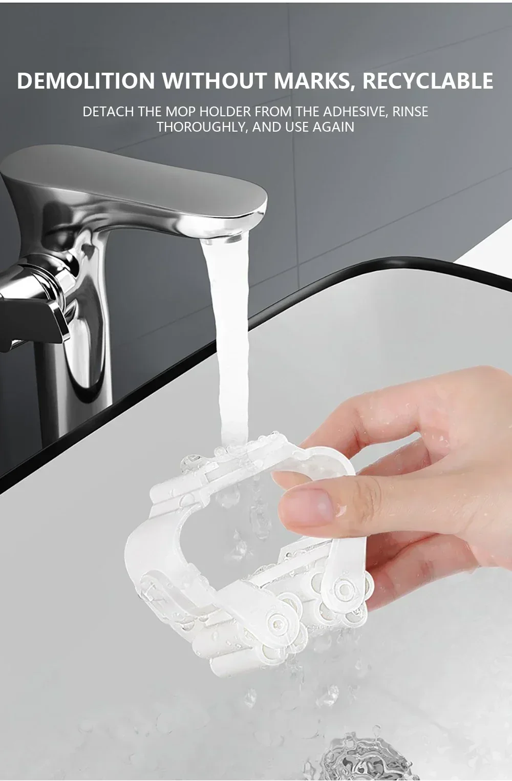 Home Storage Rack Wall Hanging Shelf Bathroom Shower Holder Storage Traceless Hook Mop Organizer Waterproof Broom Hanger