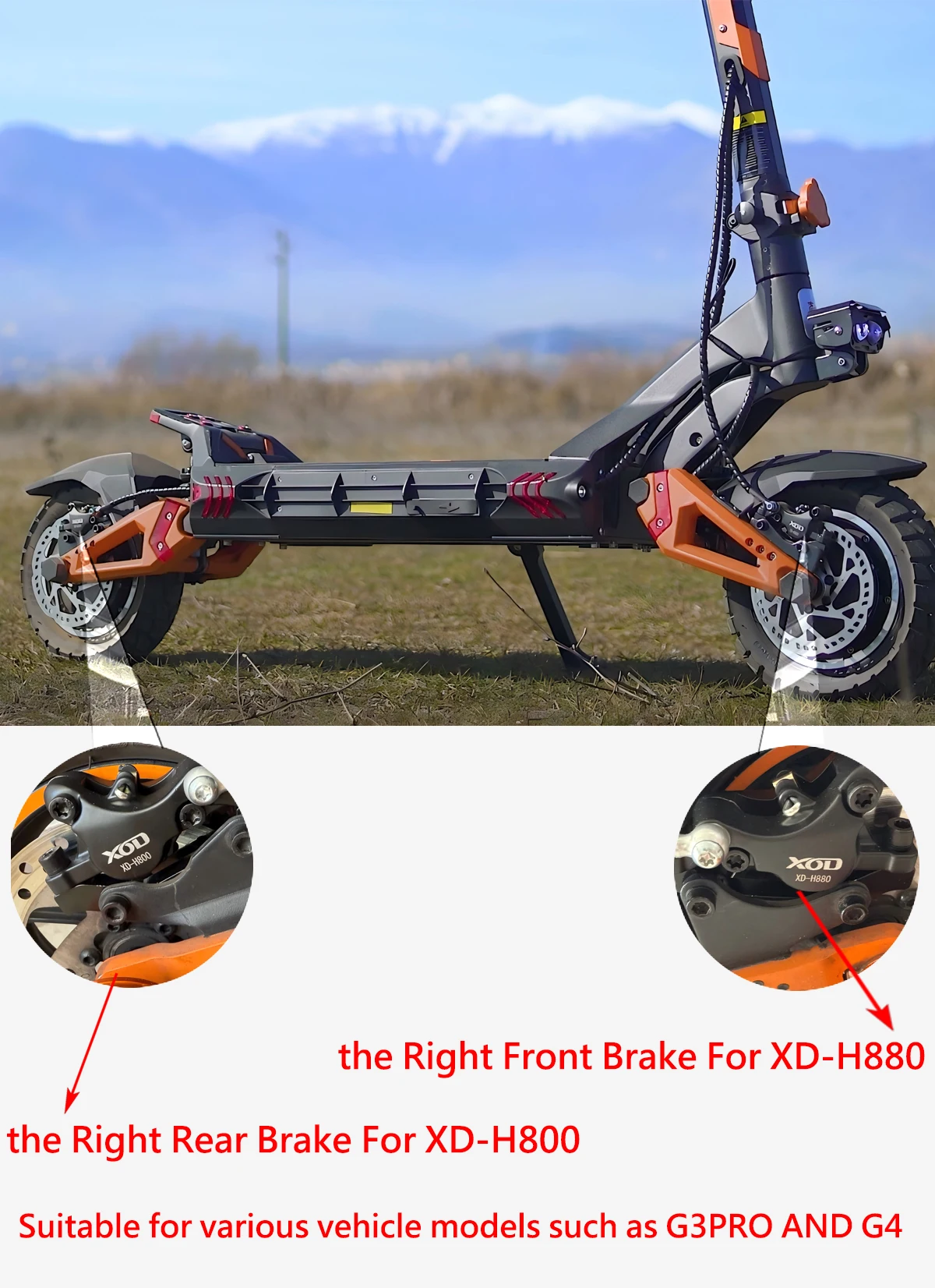 XOD XD-H800 / XD-H880 Hydraulic Disc Brakes for Electric Scooters & E-Bikes , – Compatible KuKirin G2 G2MAX G3PRO G4 G5